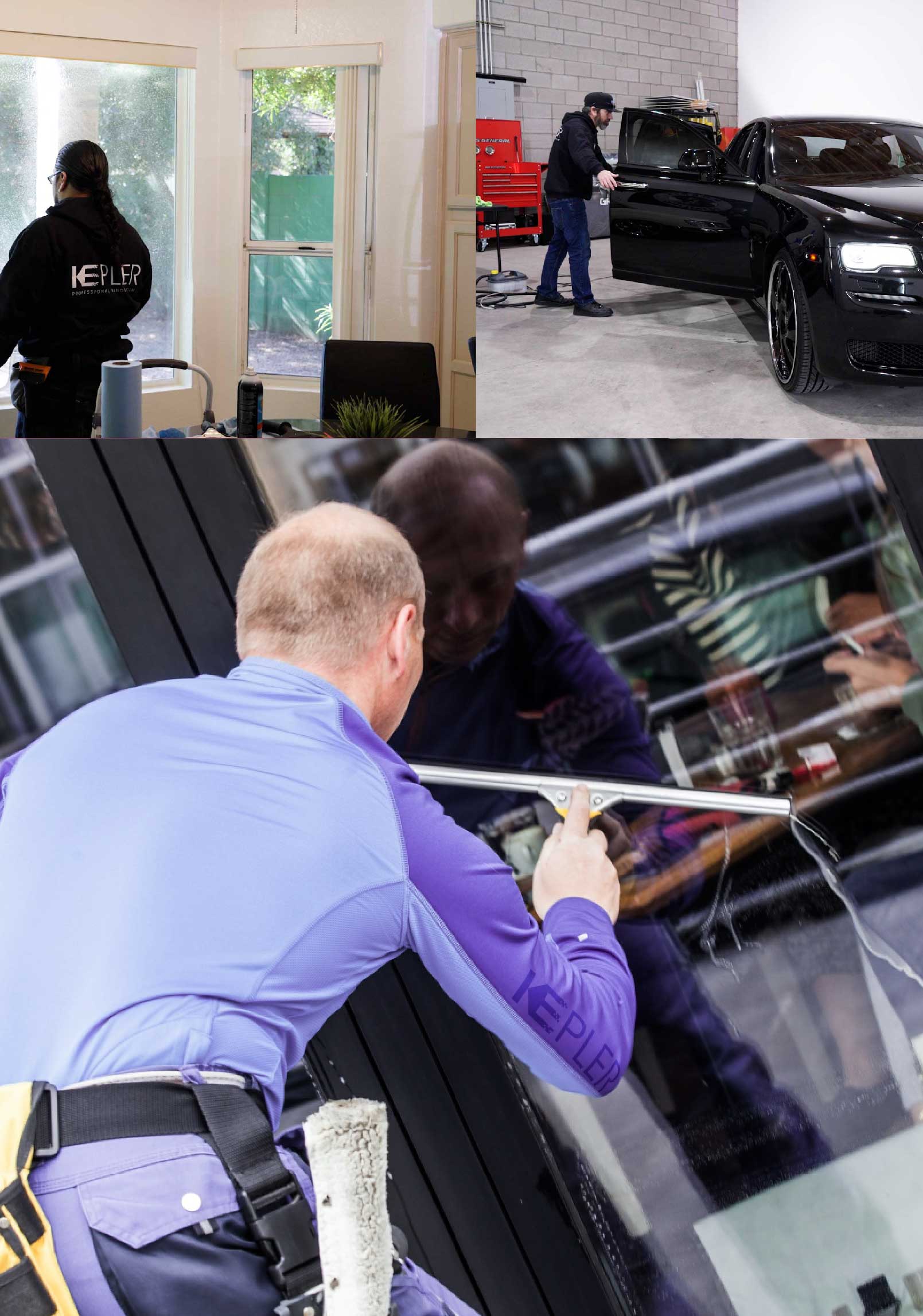 Kepler Professional Applying Anti-Graffiti Window Film to a Lafayette Shop Front