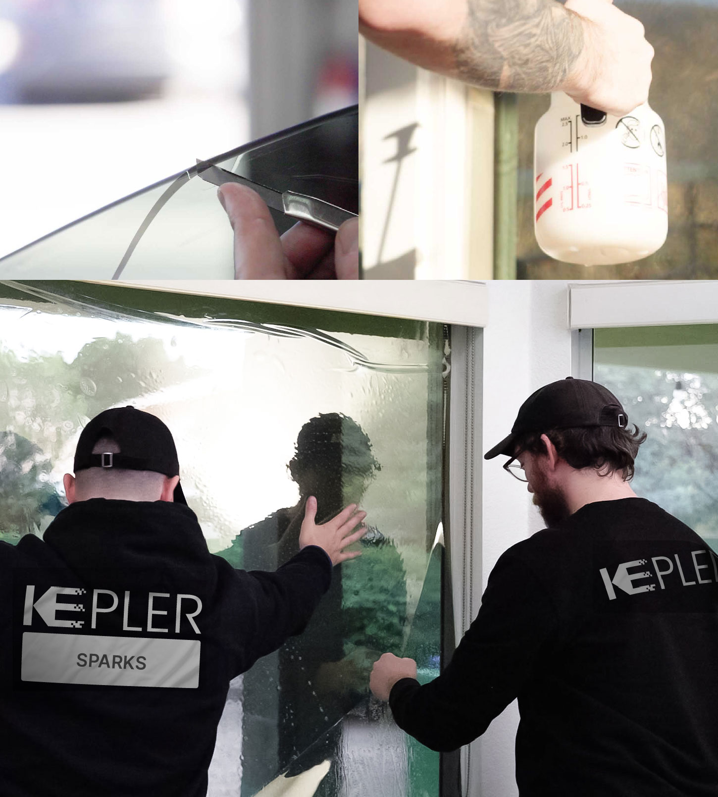 Expert Technician Fitting Ceramic Window Tint to Home in Sparks