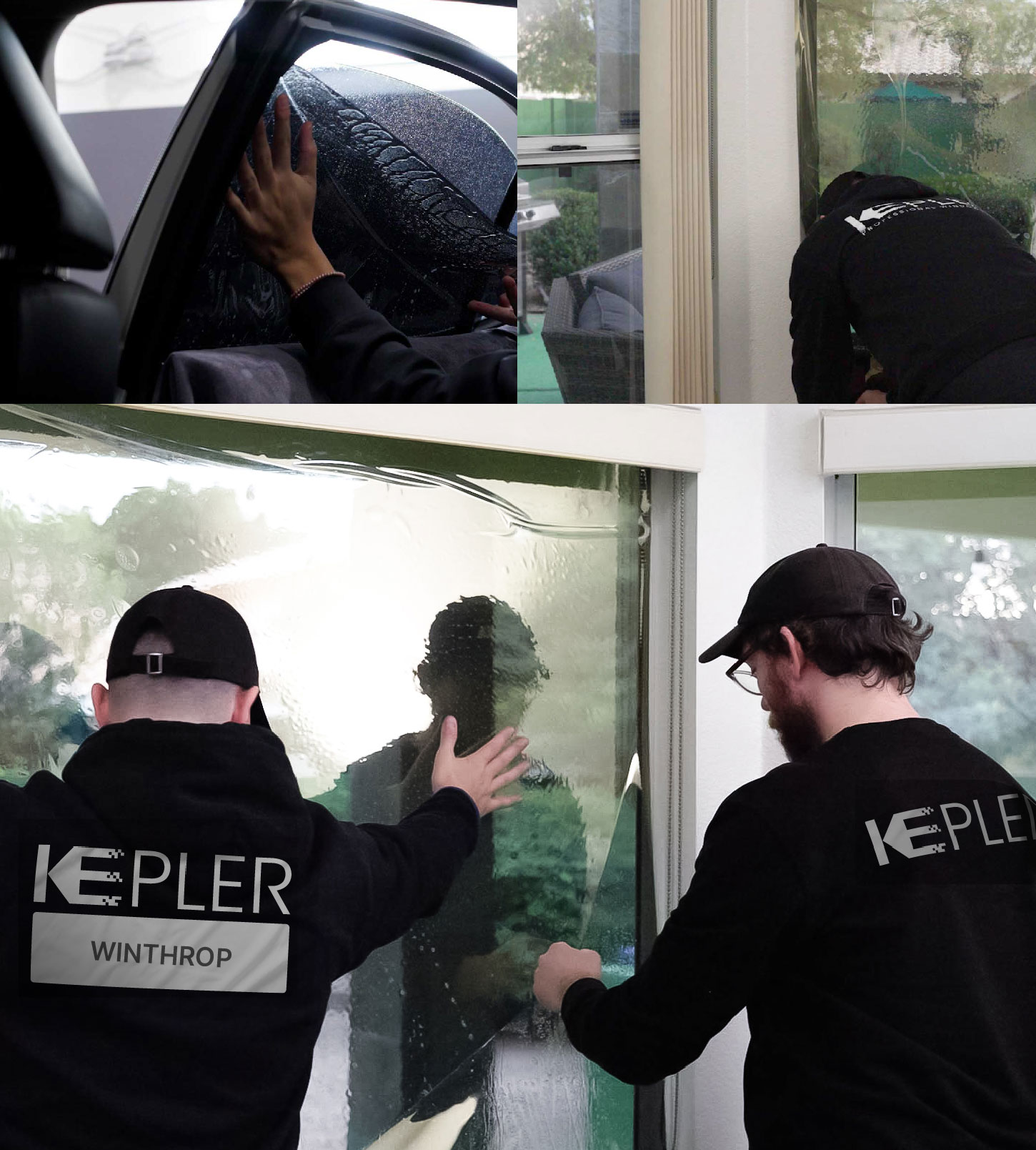 Expert Technician Fitting Advanced Window Tint to Home in Winthrop