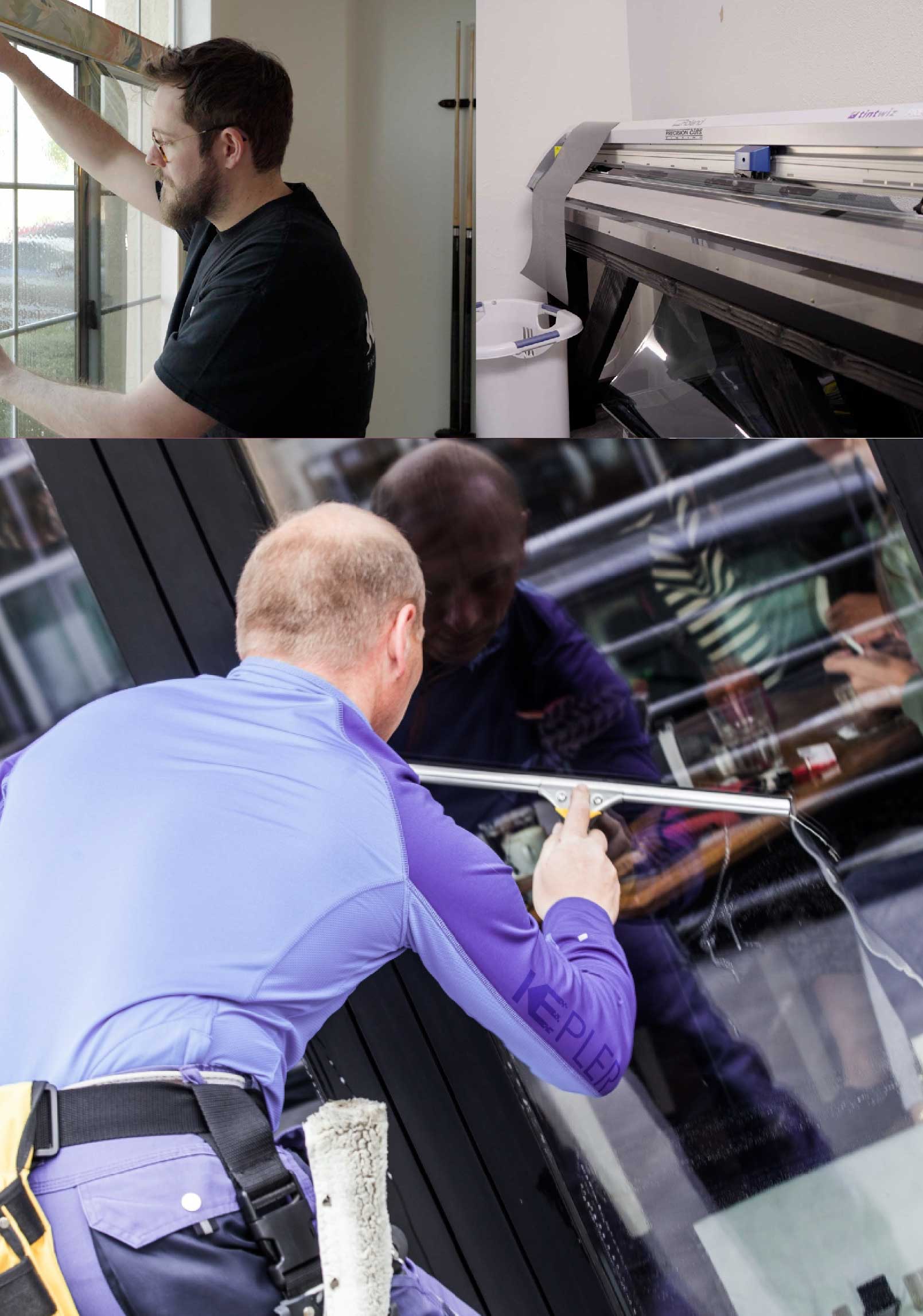 Kepler Skilled Applying Anti-Graffiti Window Film to a Cohoes Shop Front