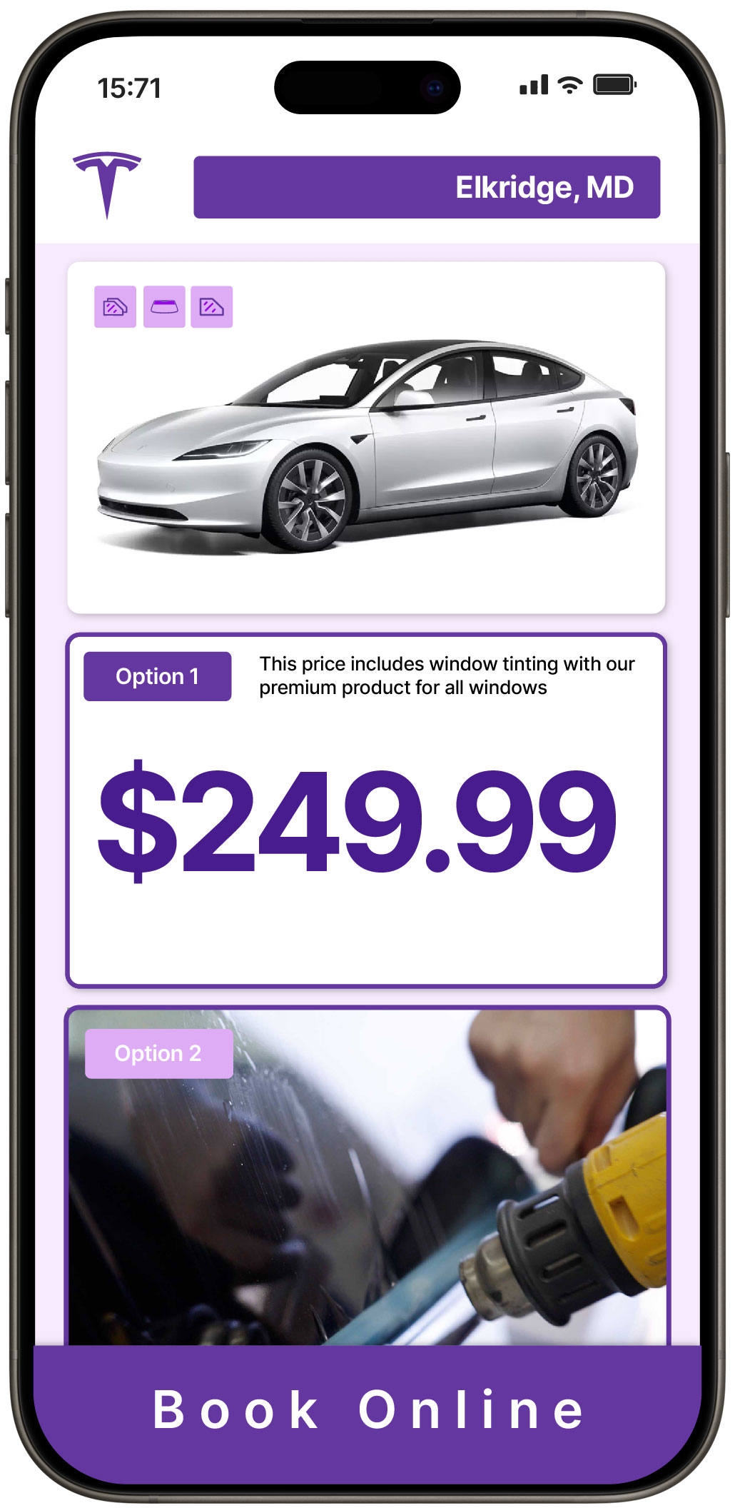 View Affordable Tesla Window Tinting Rates in Elkridge, Maryland