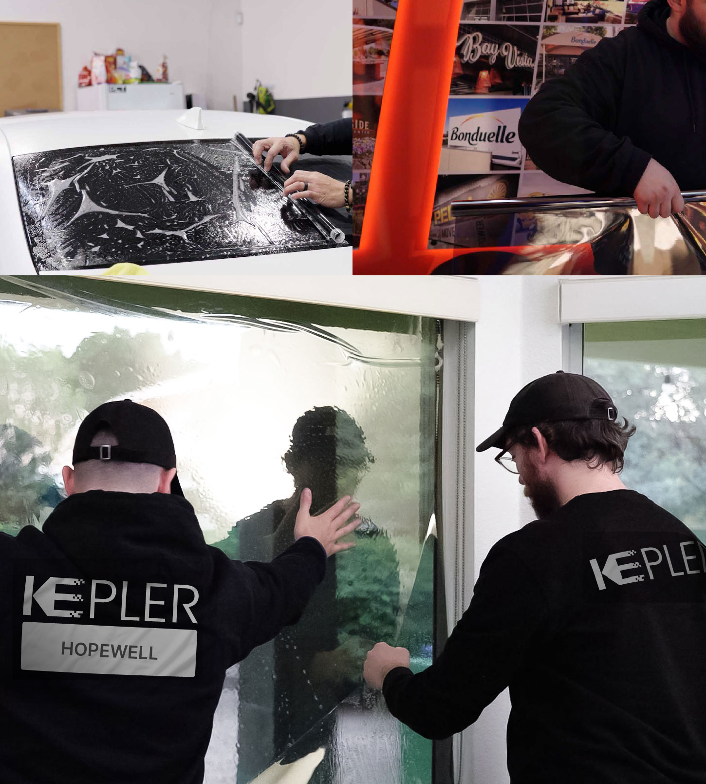 Kepler Technician Installing Ceramic Window Tint to Home in Hopewell