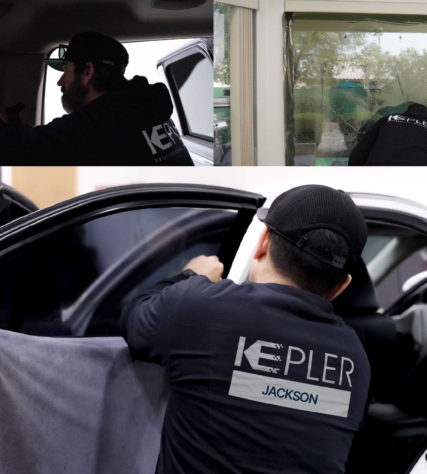 Automotive Window Tinting Expert Applying Film in Jackson, Michigan