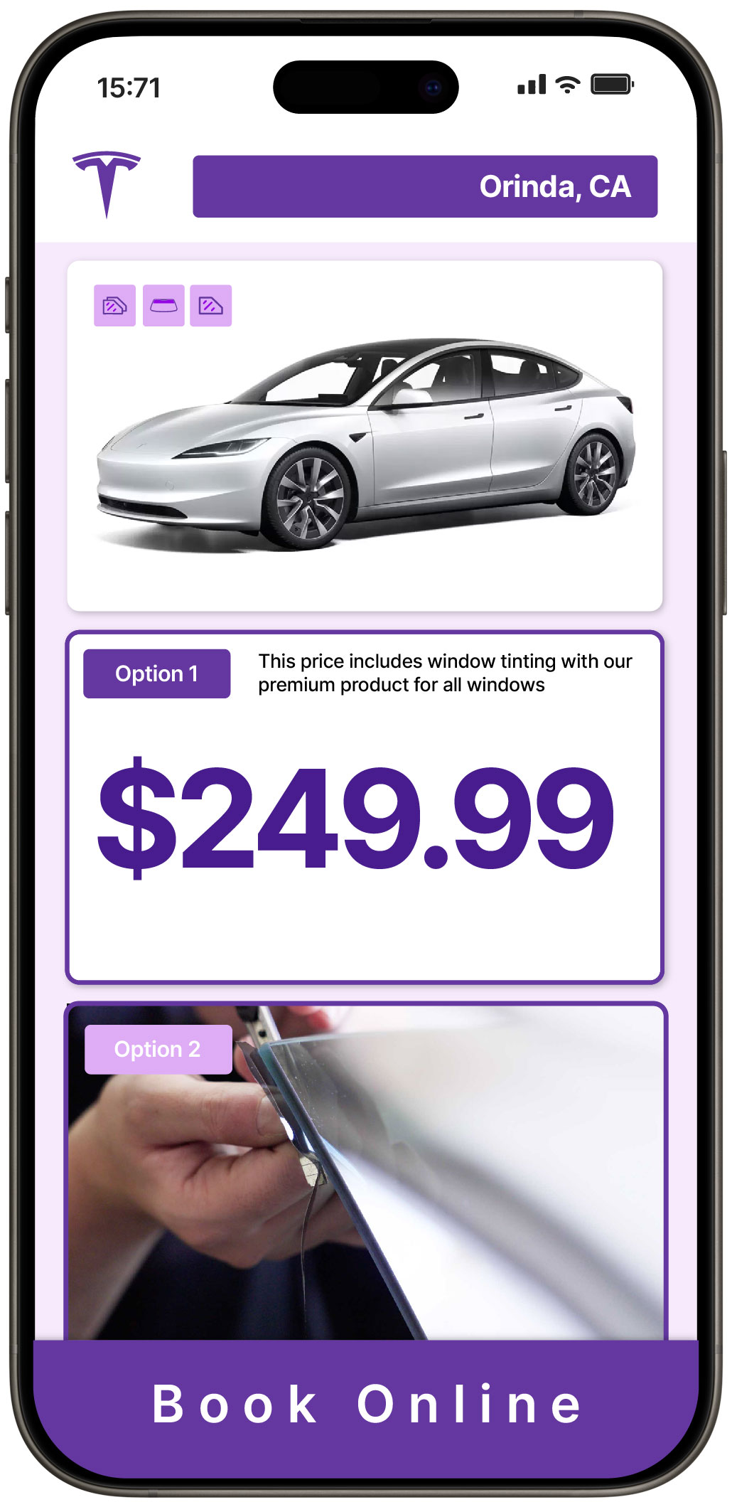 View Competitive Tesla Window Tinting Rates in Orinda, California