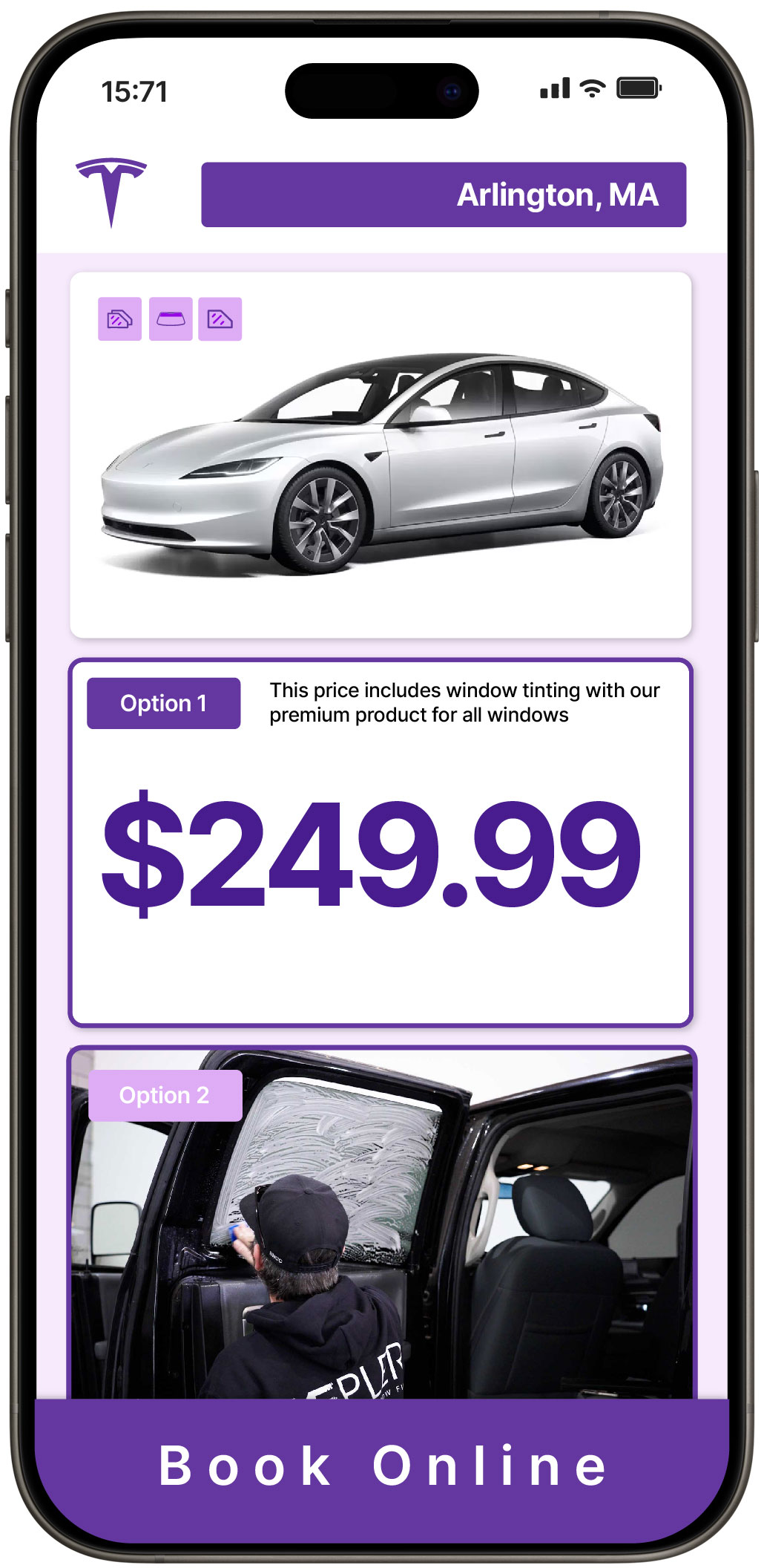 View Reasonable Tesla Window Tinting Prices in Arlington, Massachusetts