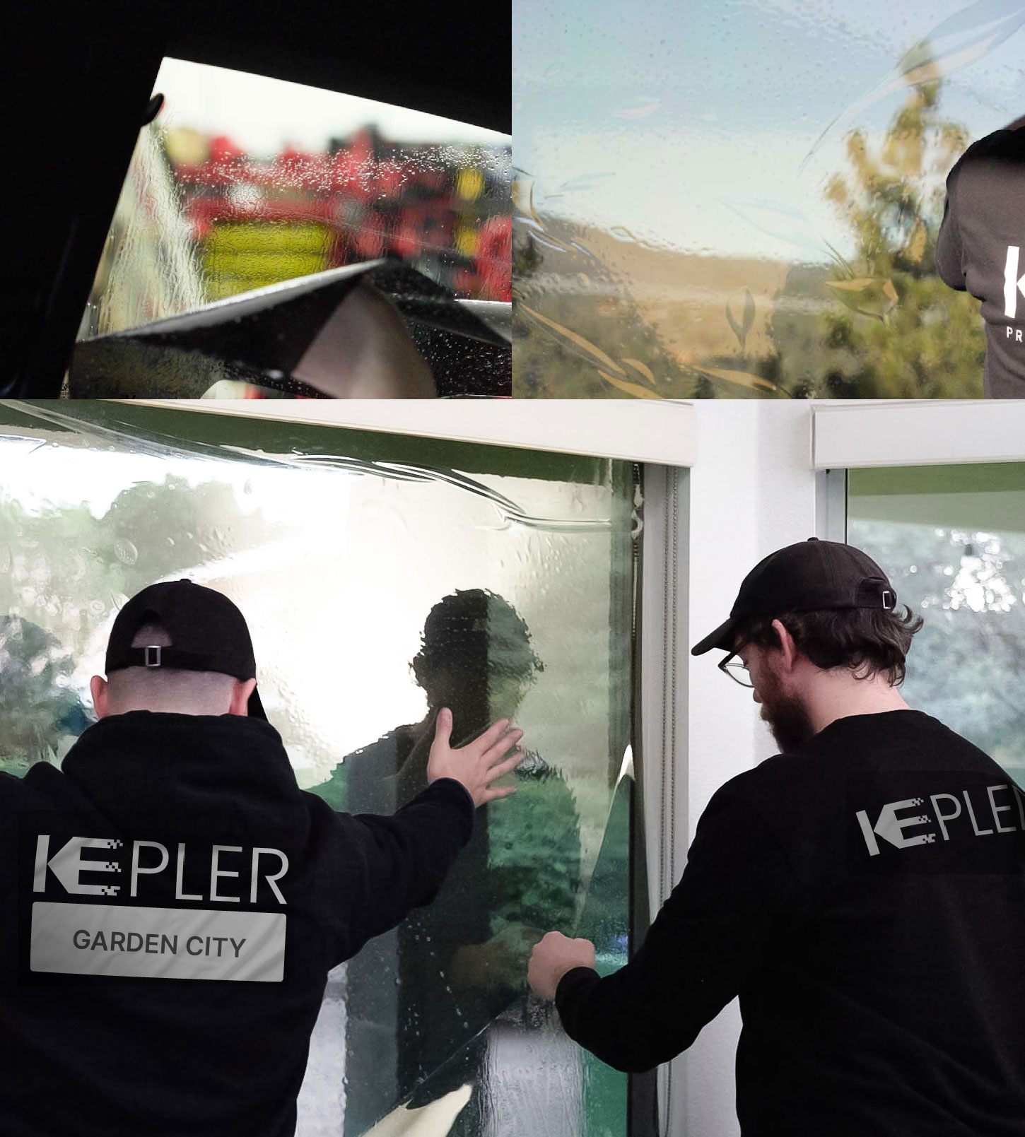 Kepler Technician Applying High-tech Window Tint to Home in Garden City