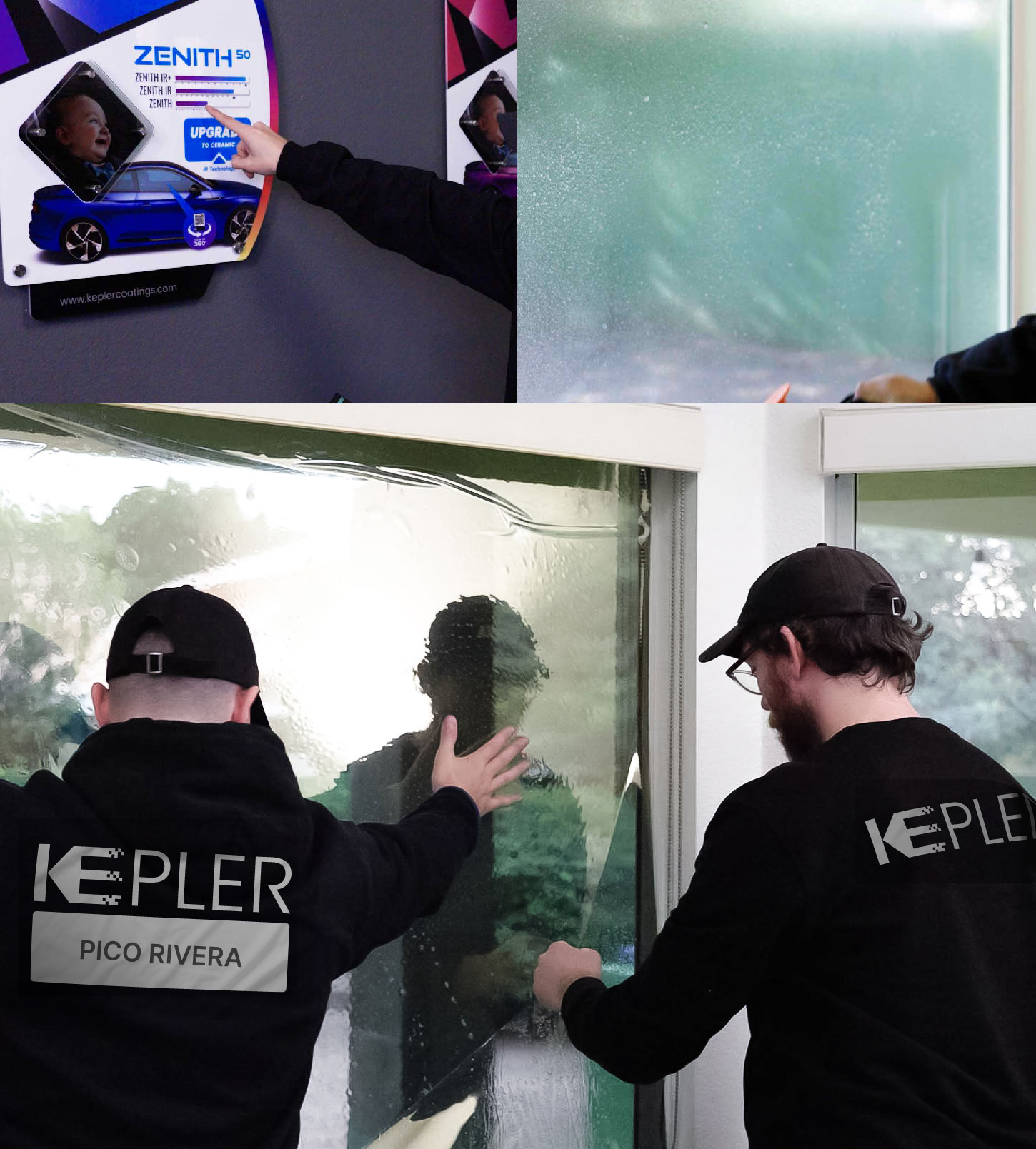 Expert Technician Fitting Ceramic Window Tint to Home in Pico Rivera