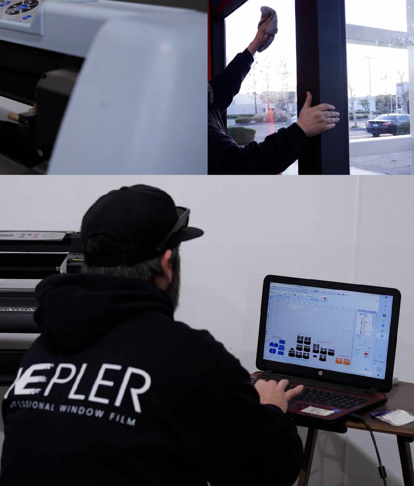 Ceramic Window Tinting Expert Cutting Film in Fort Hood, Texas