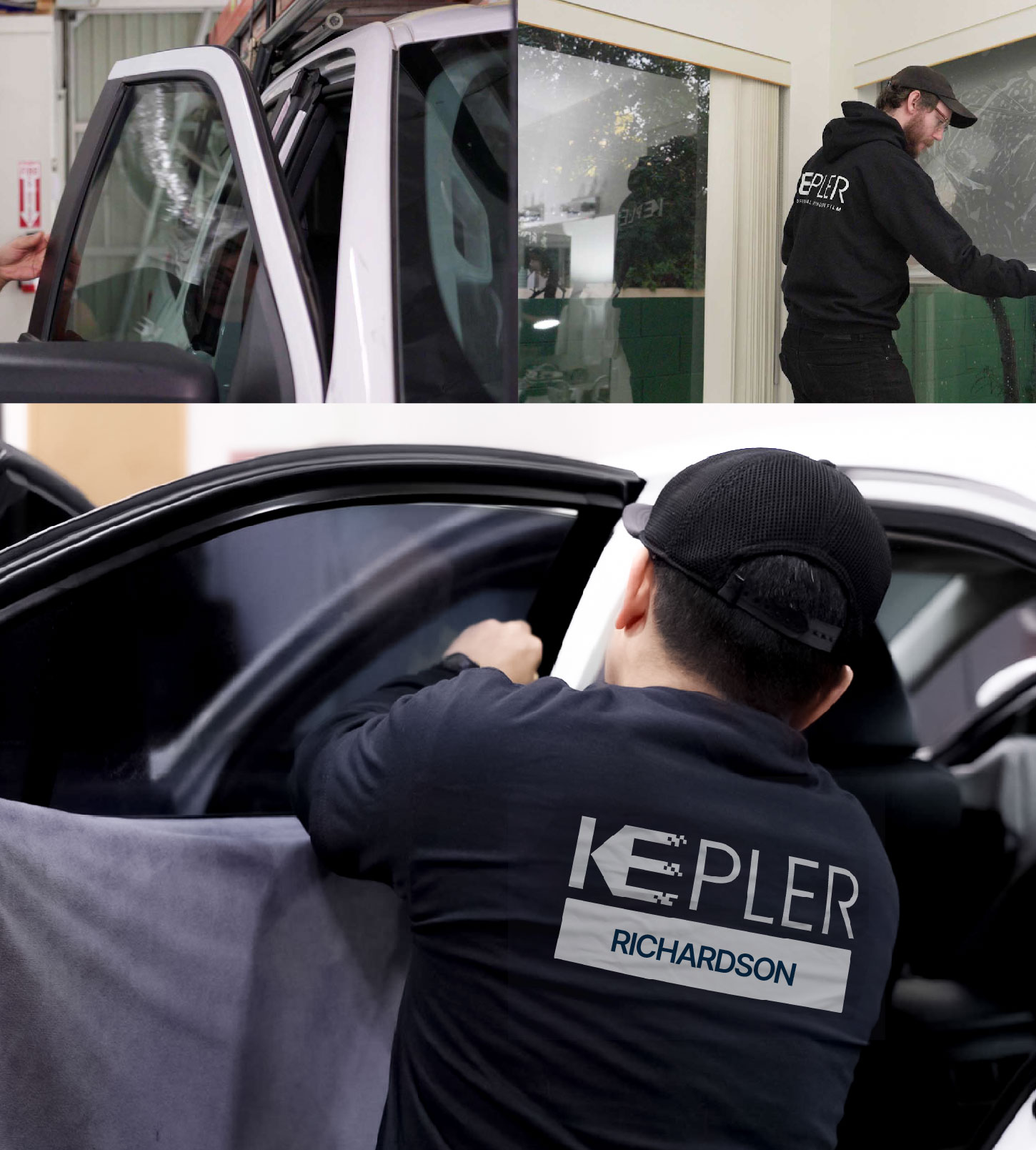 Automotive Window Tinting Expert Applying Film in Richardson, Texas