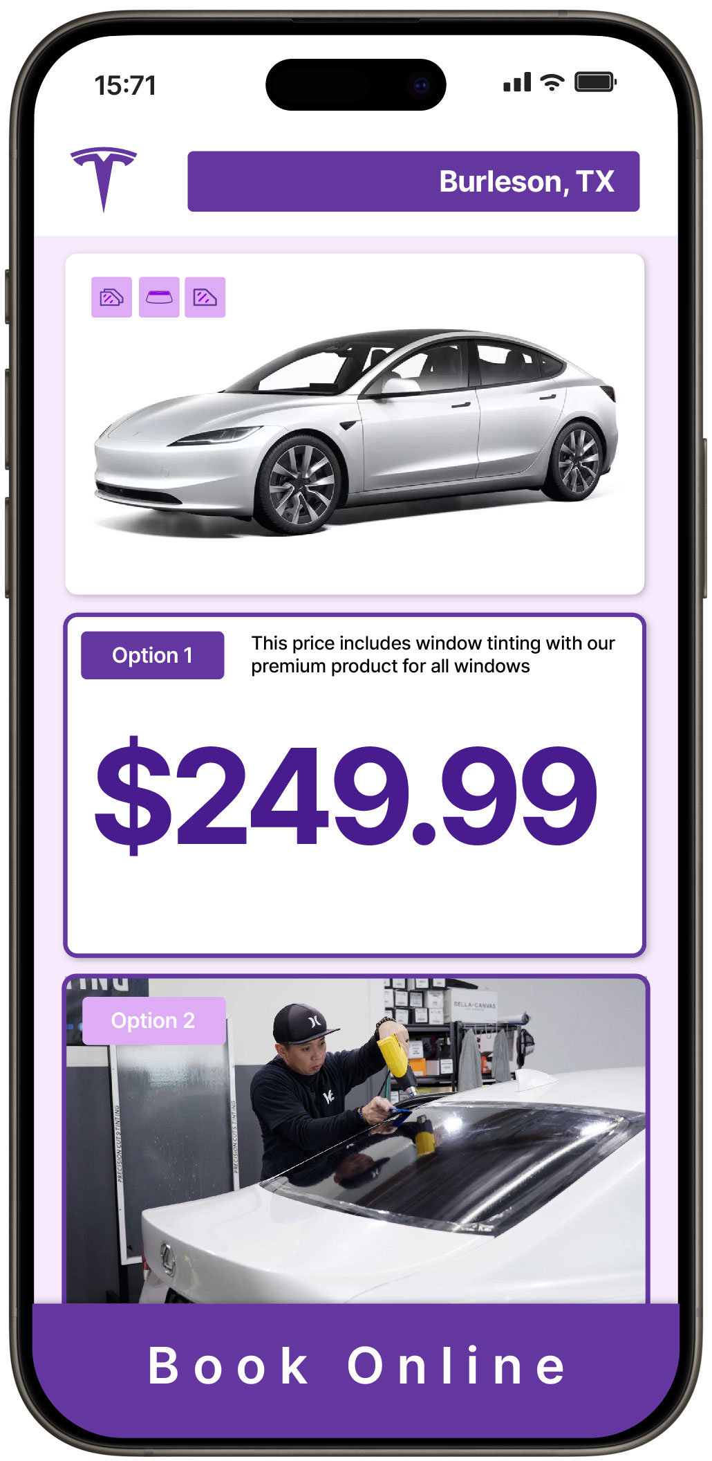 View Affordable Tesla Window Tinting Prices in Burleson, Texas