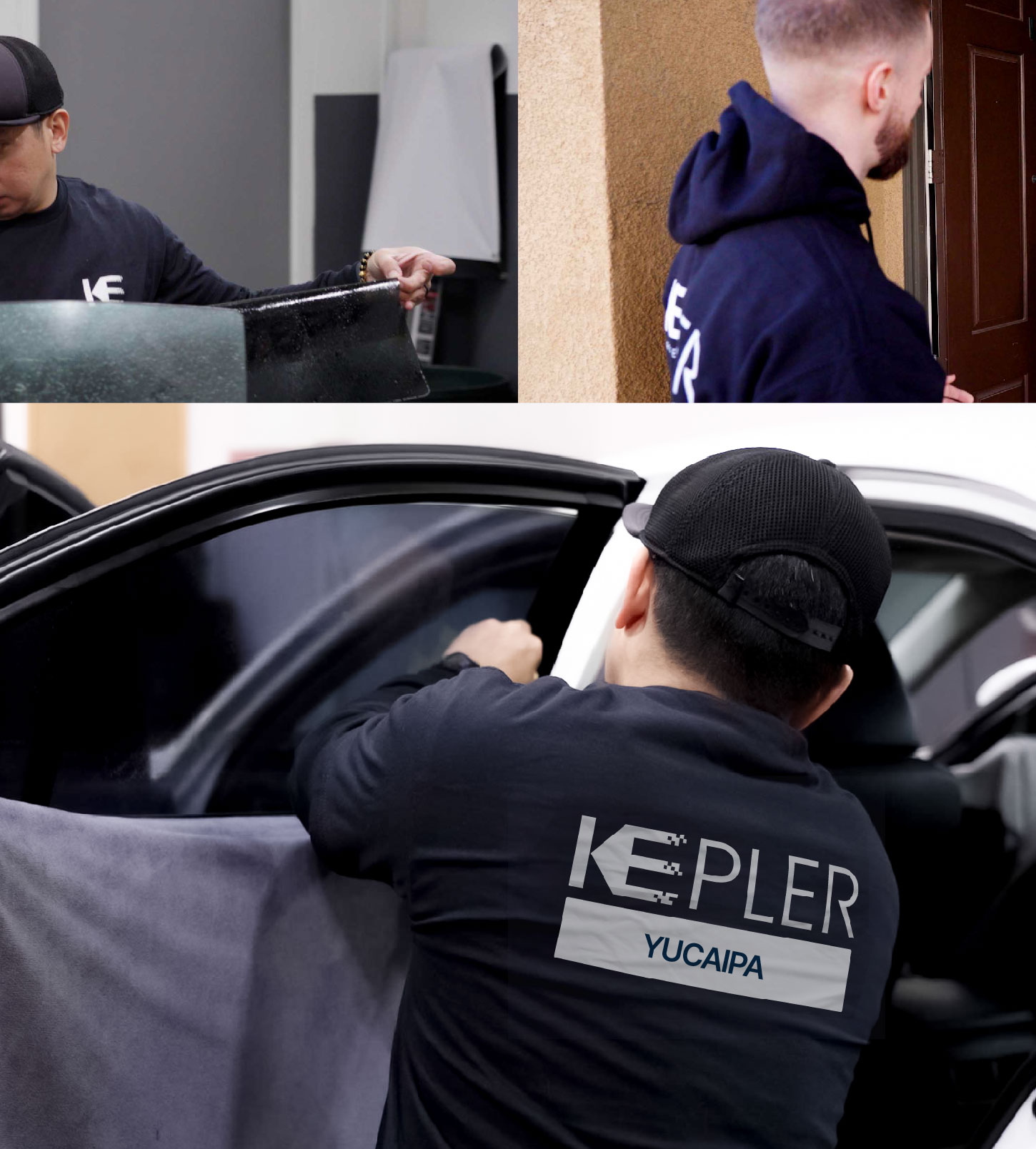 Automotive Window Tinting Expert Applying Film in Yucaipa, California
