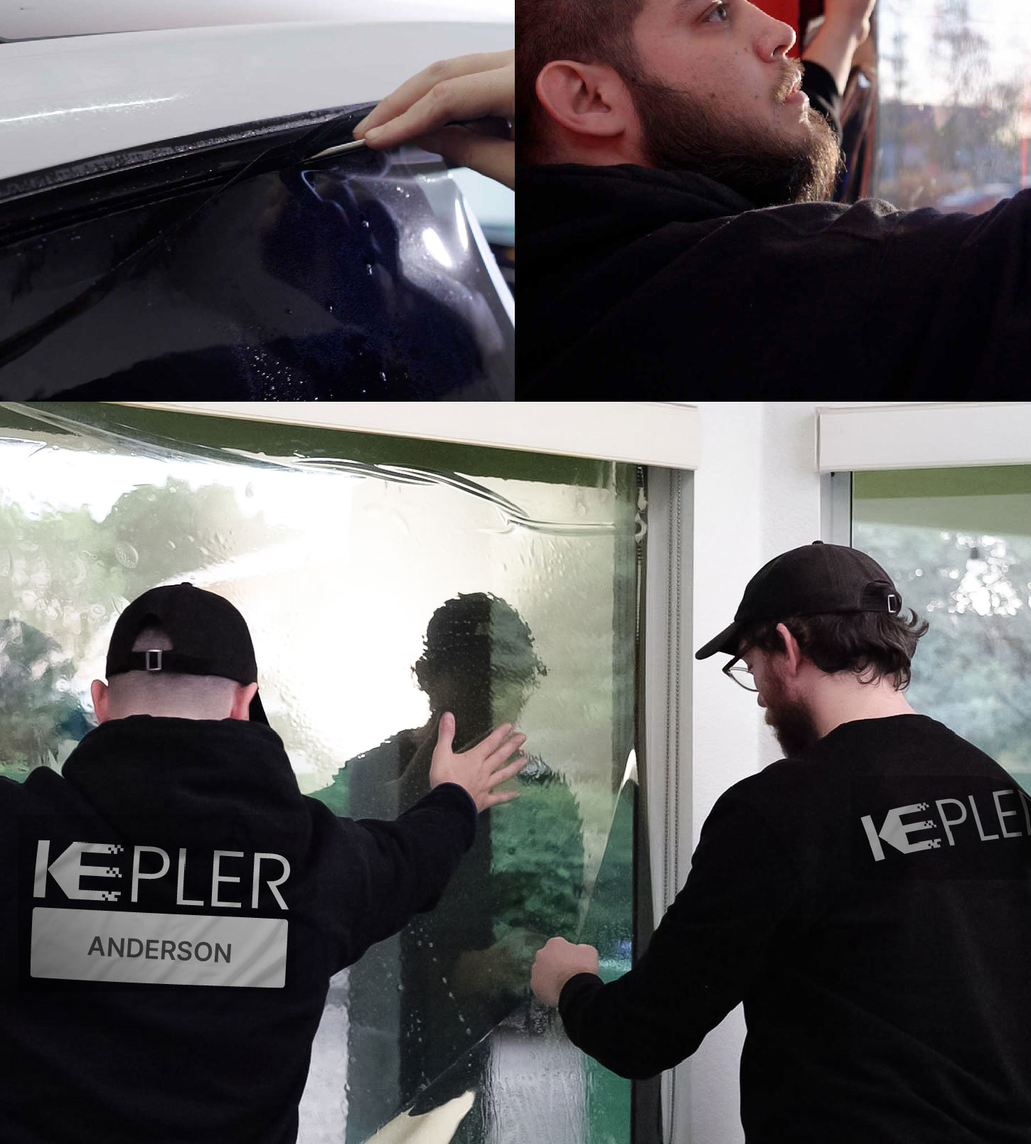 Expert Technician Fitting Advanced Window Tint to Home in Anderson