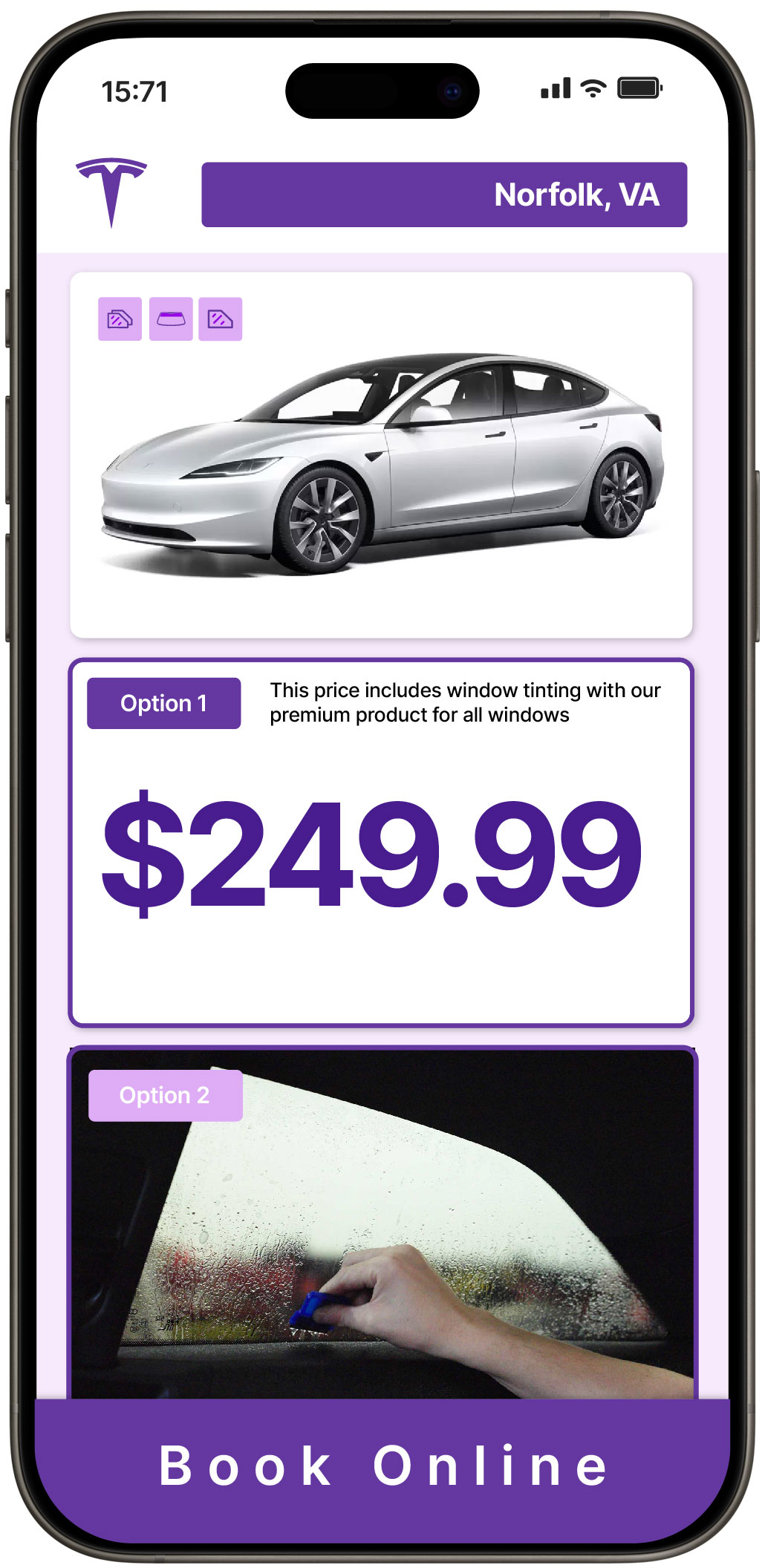 View Affordable Tesla Window Tinting Rates in Norfolk, Virginia