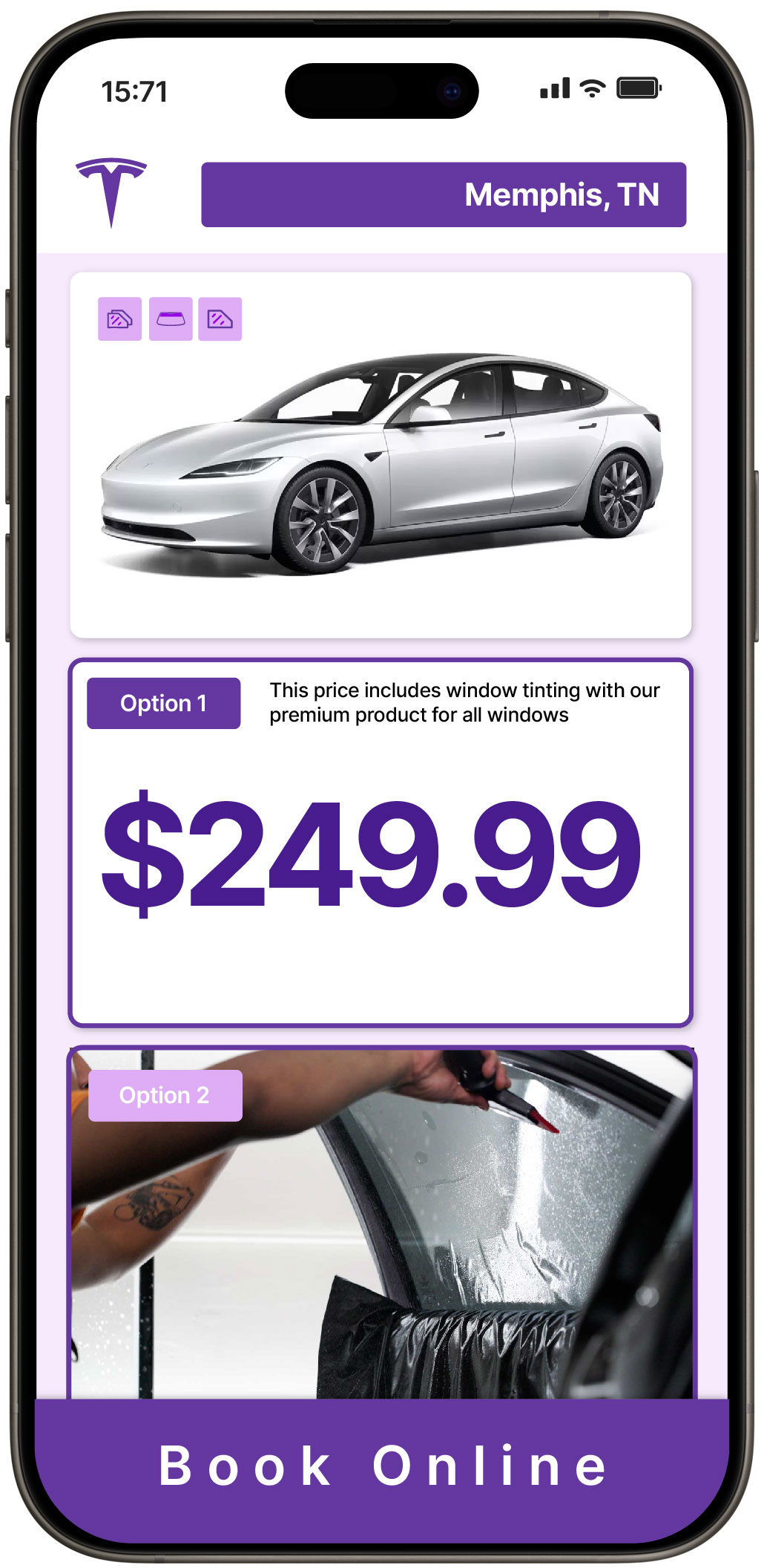 View Reasonable Tesla Window Tinting Rates in Memphis, Tennessee