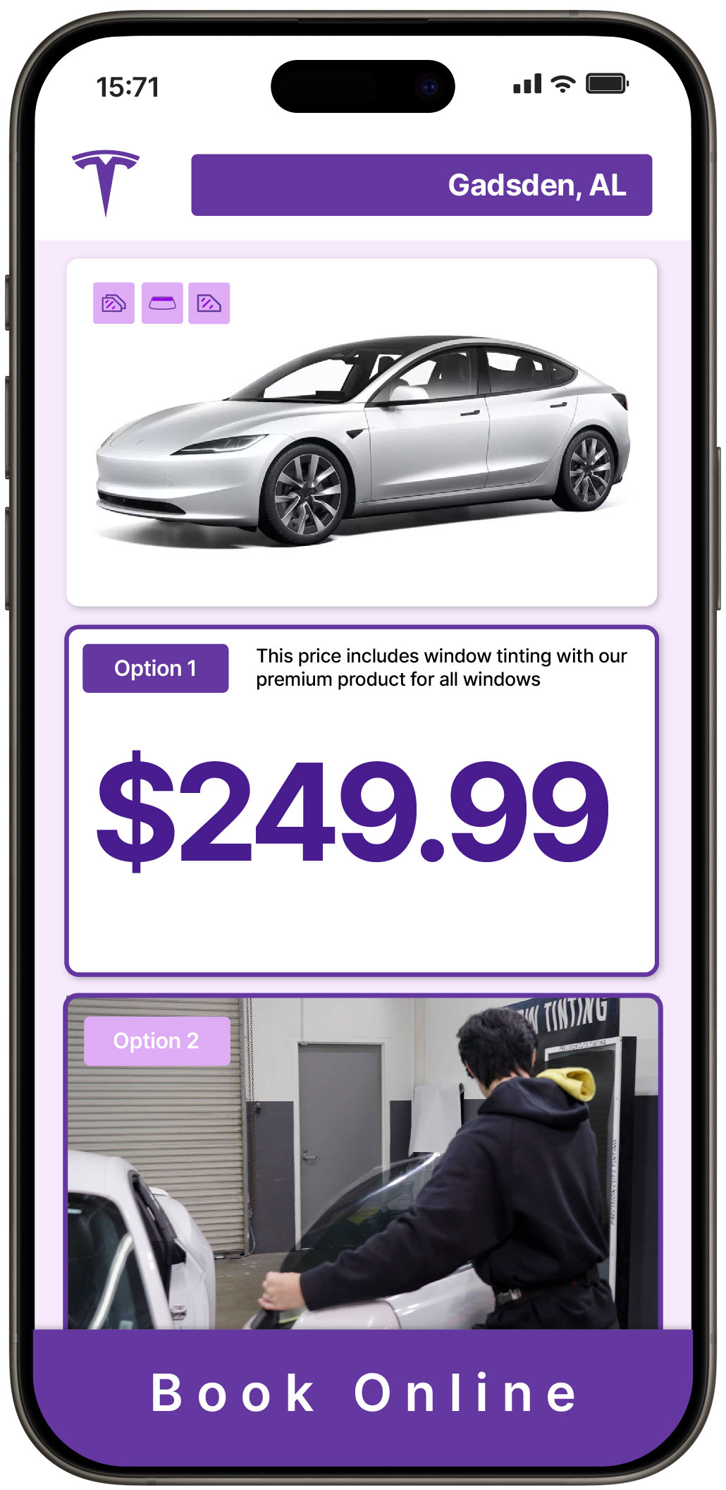 View Reasonable Tesla Window Tinting Rates in Gadsden, Alabama