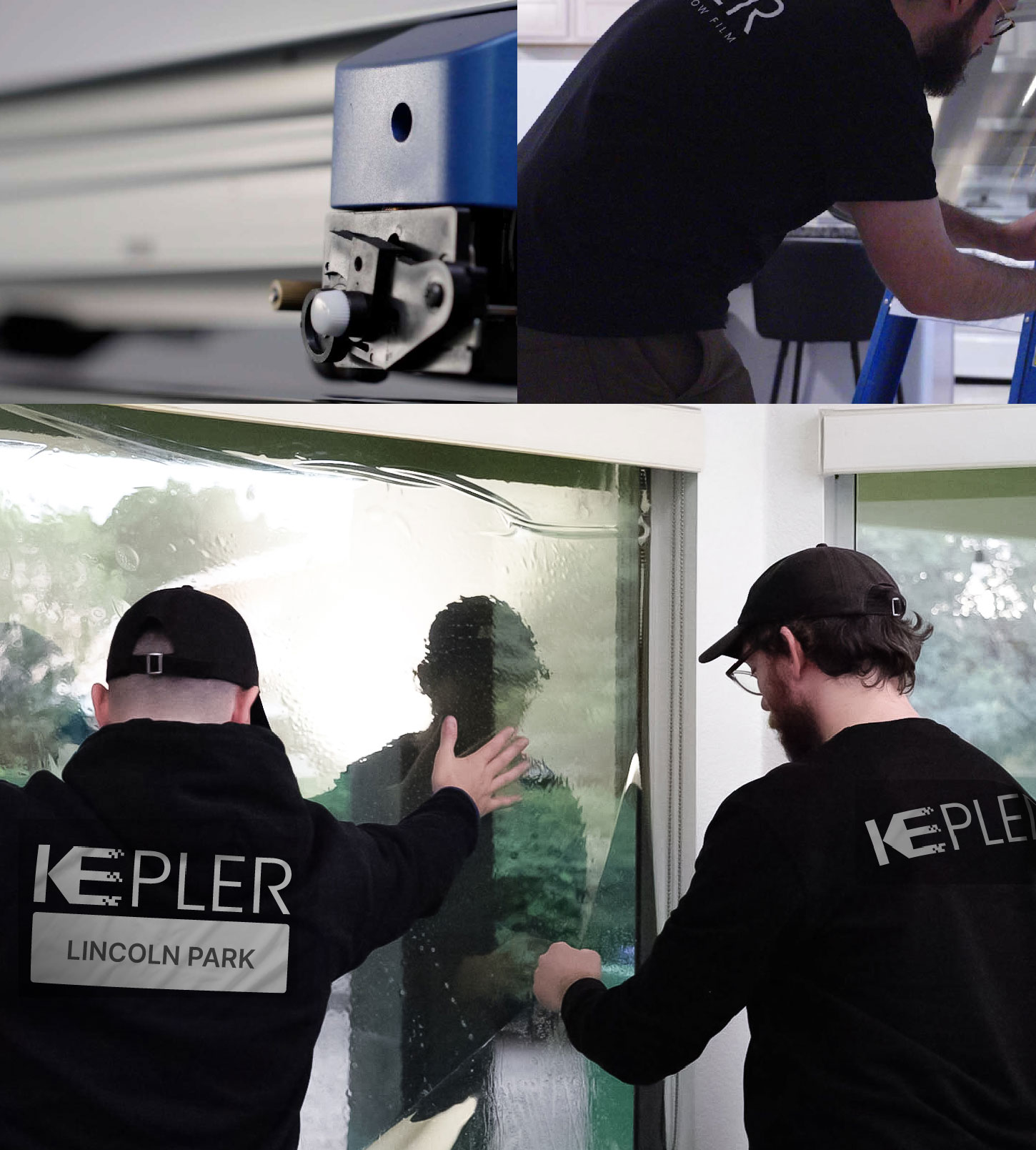 Expert Technician Applying High-tech Window Tint to Home in Lincoln Park