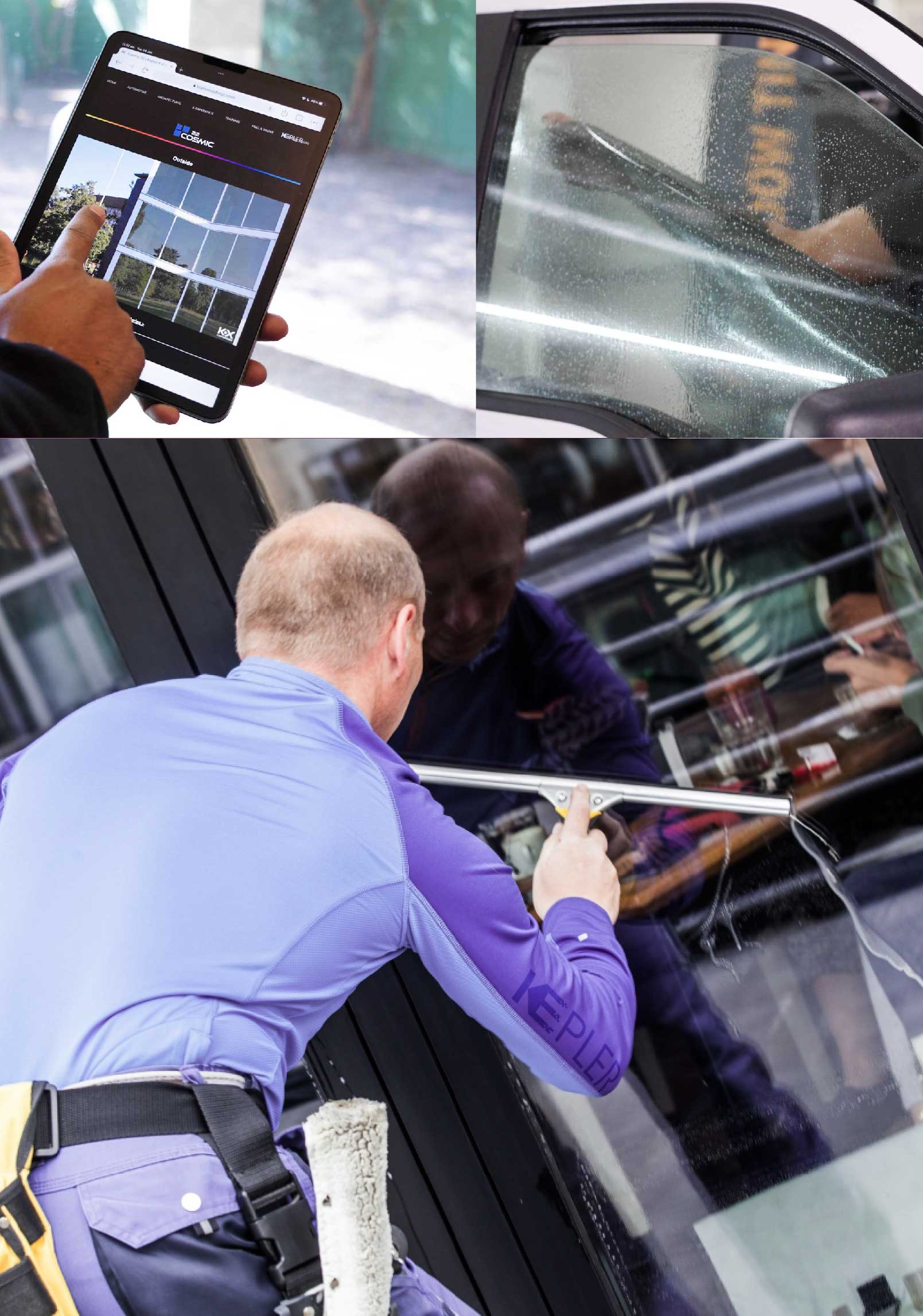 Kepler Professional Applying Anti-Graffiti Window Film to a Marshalltown Shop Front