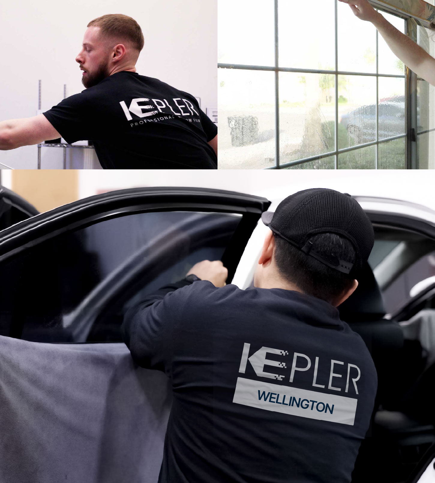 Automotive Window Tinting Expert Applying Film in Wellington, Florida