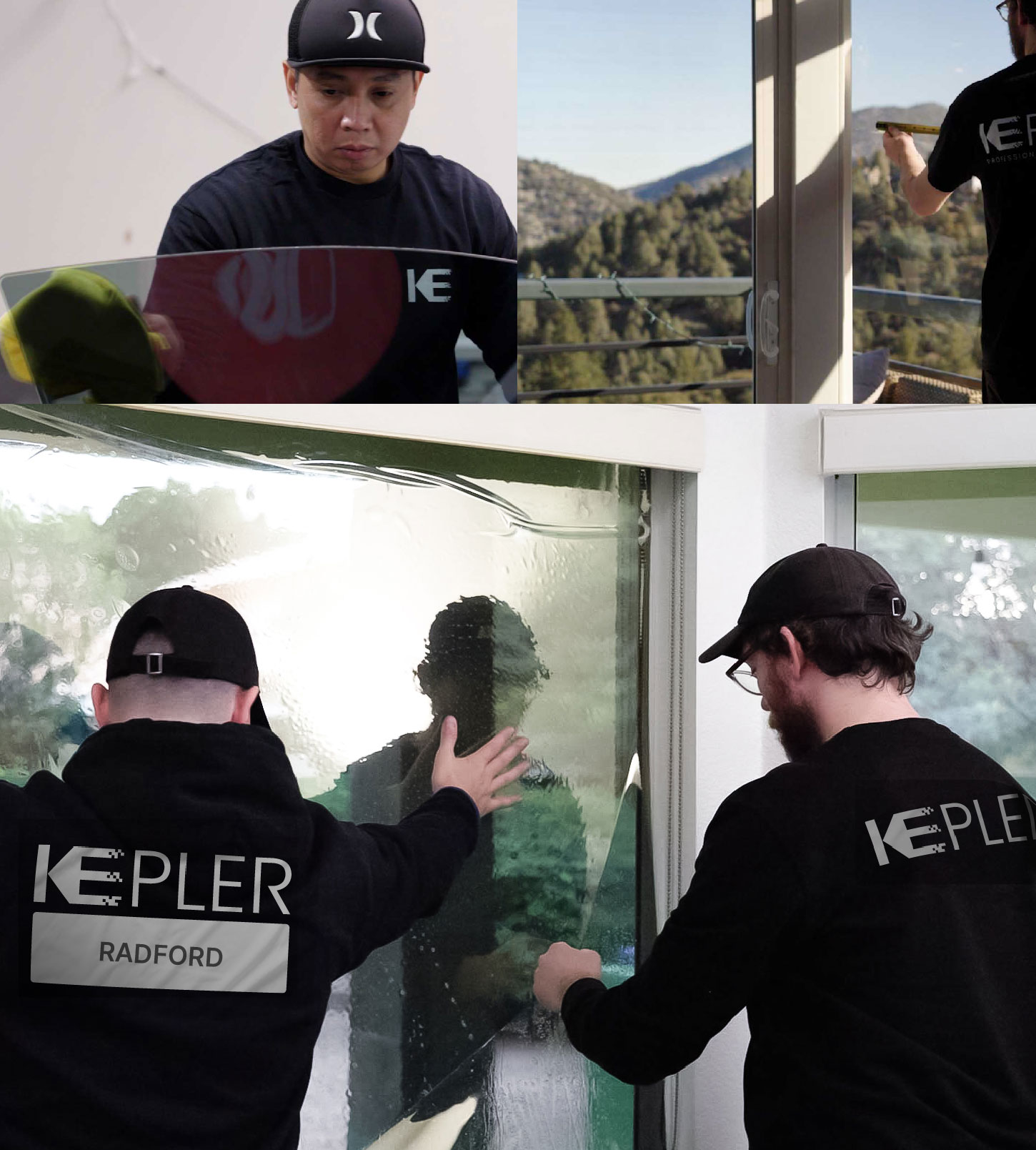 Kepler Technician Fitting High-tech Window Tint to Home in Radford
