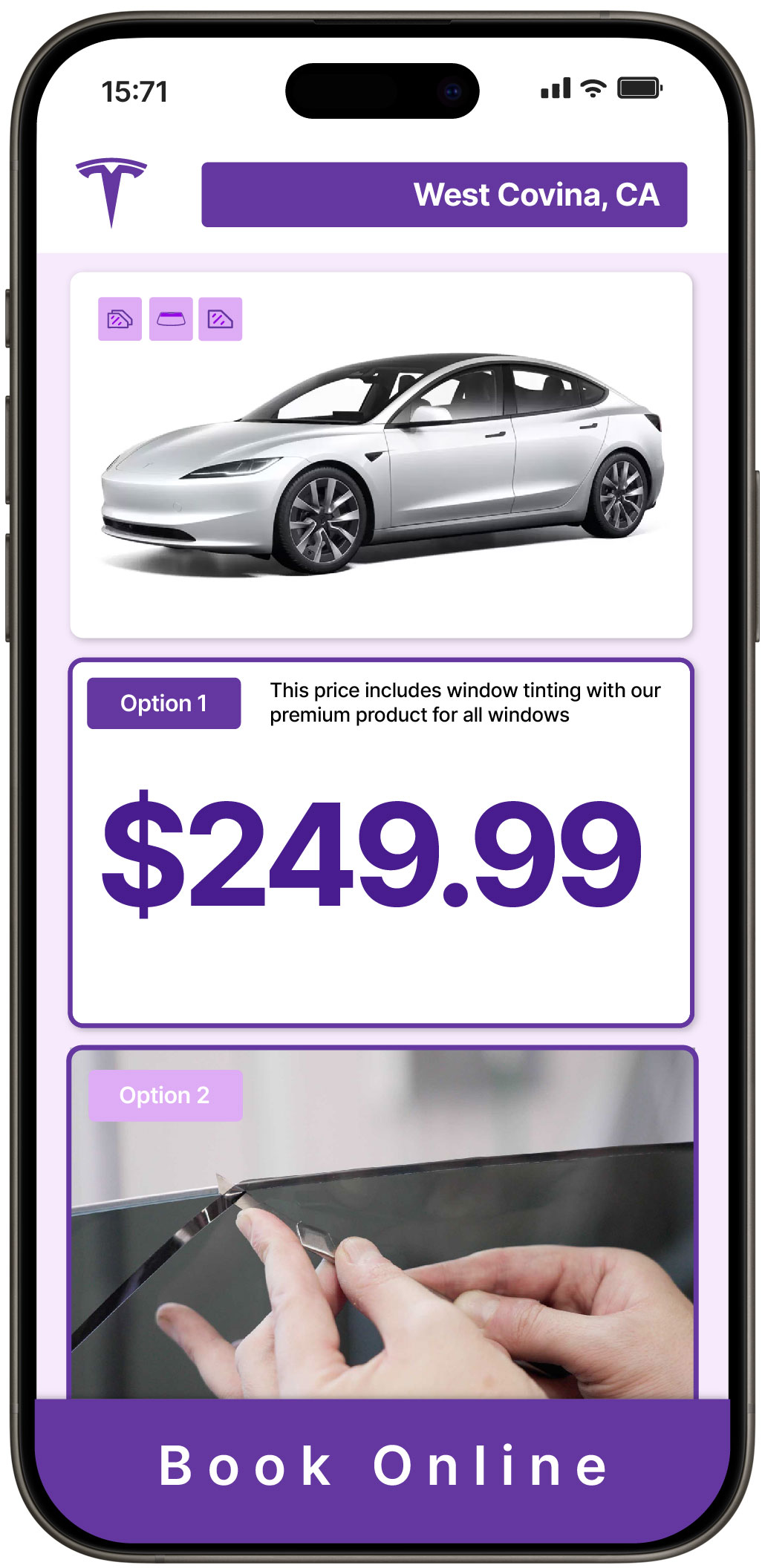 View Competitive Tesla Window Tinting Rates in West Covina, California