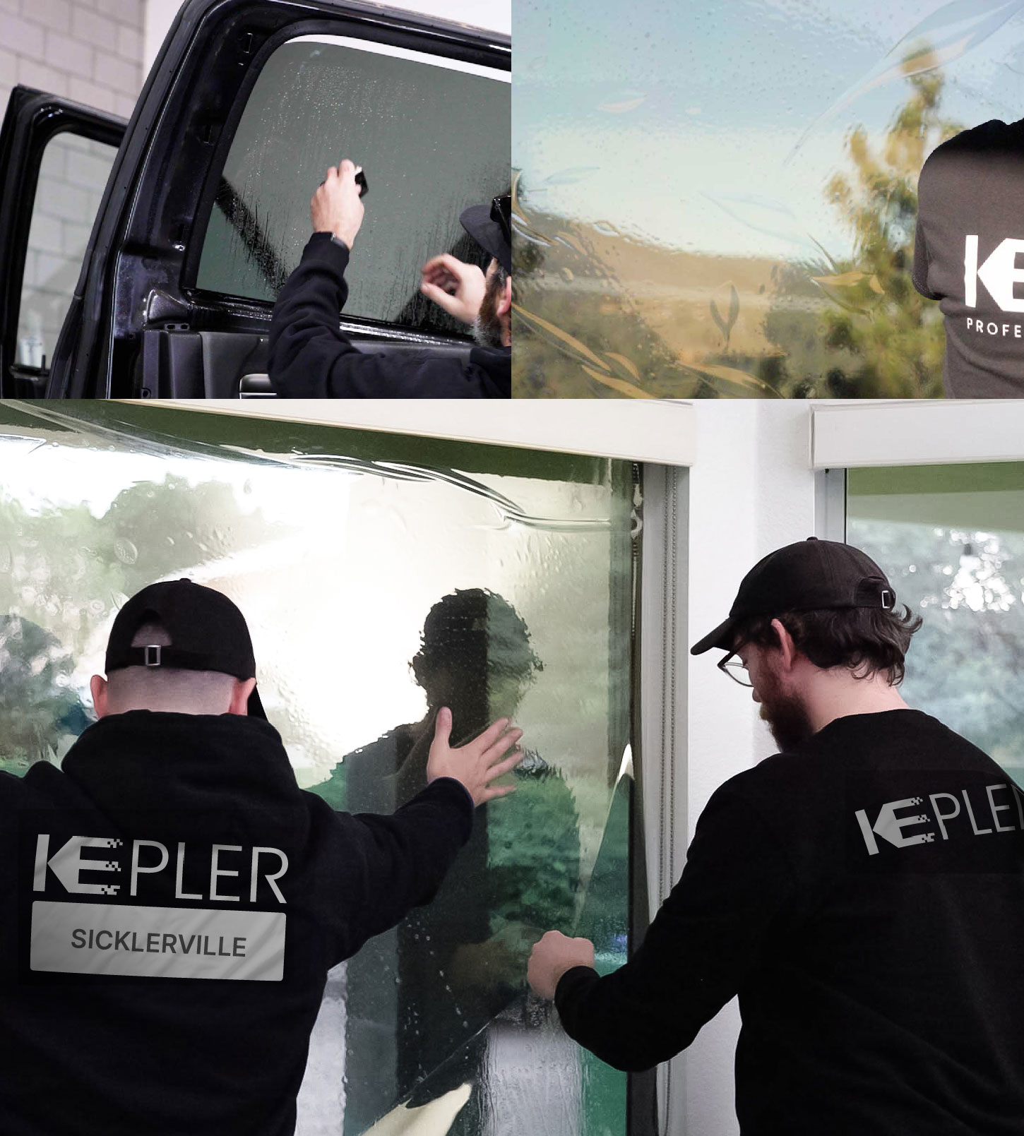 Kepler Technician Applying High-tech Window Tint to Home in Sicklerville