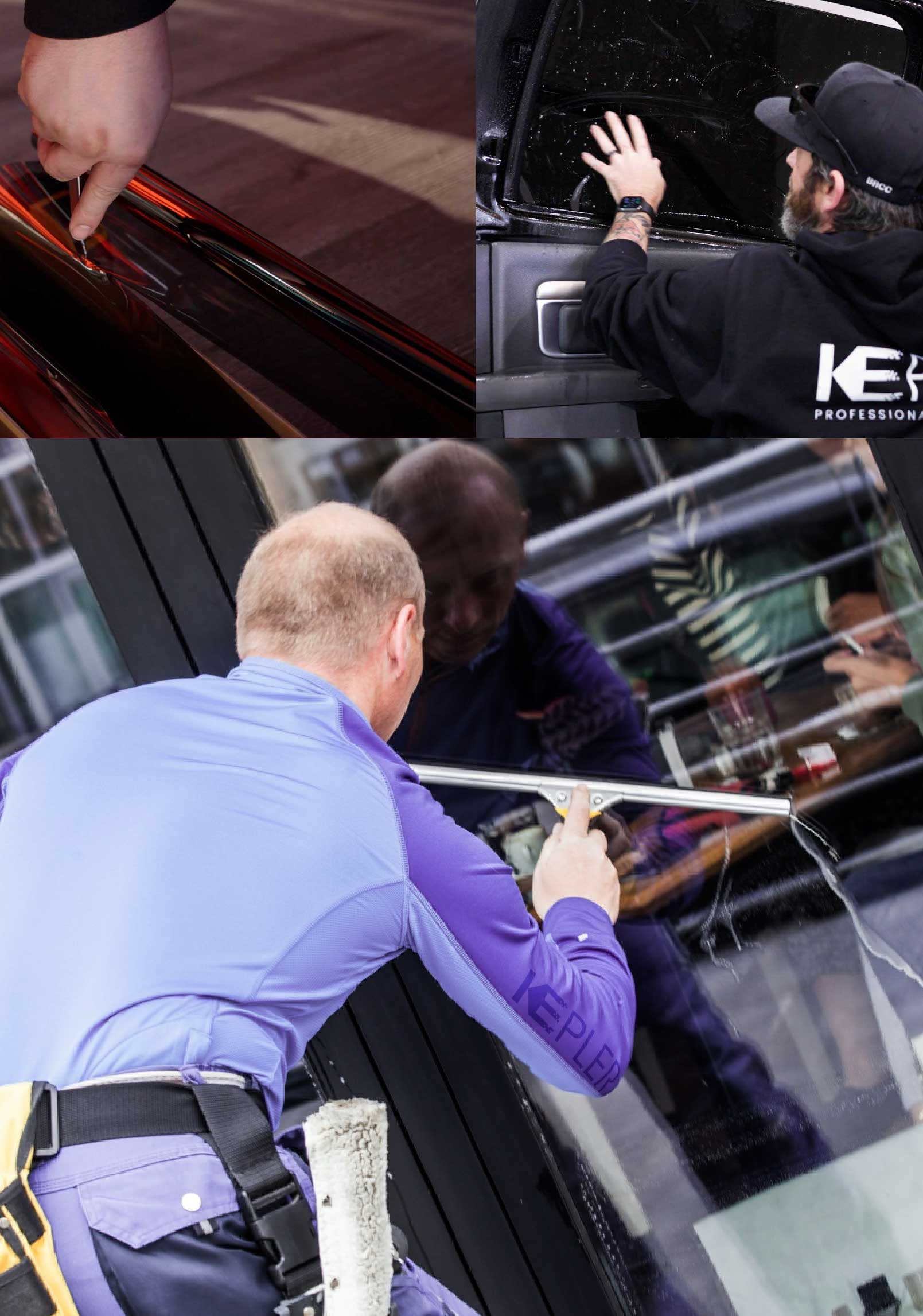 Kepler Professional Applying Anti-Graffiti Window Film to a Port Angeles Shop Front