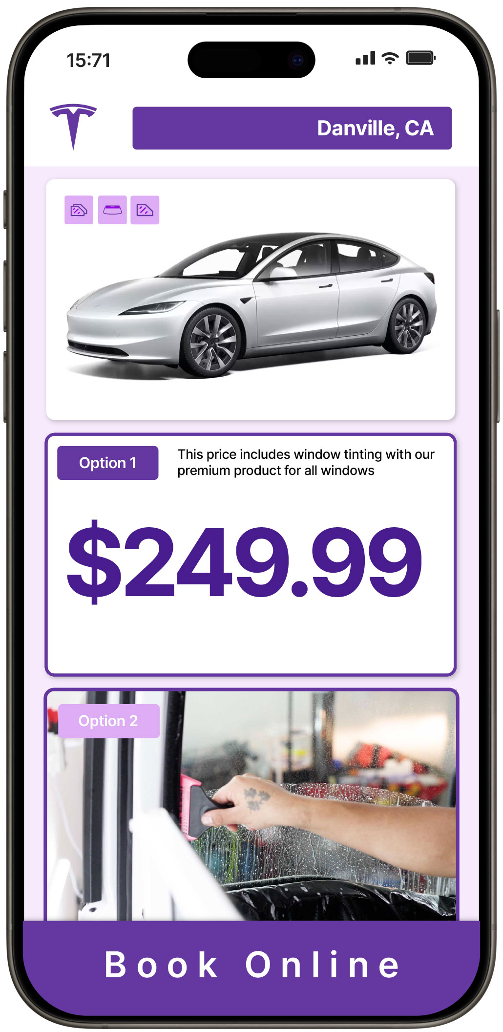 View Competitive Tesla Window Tinting Costs in Danville, California