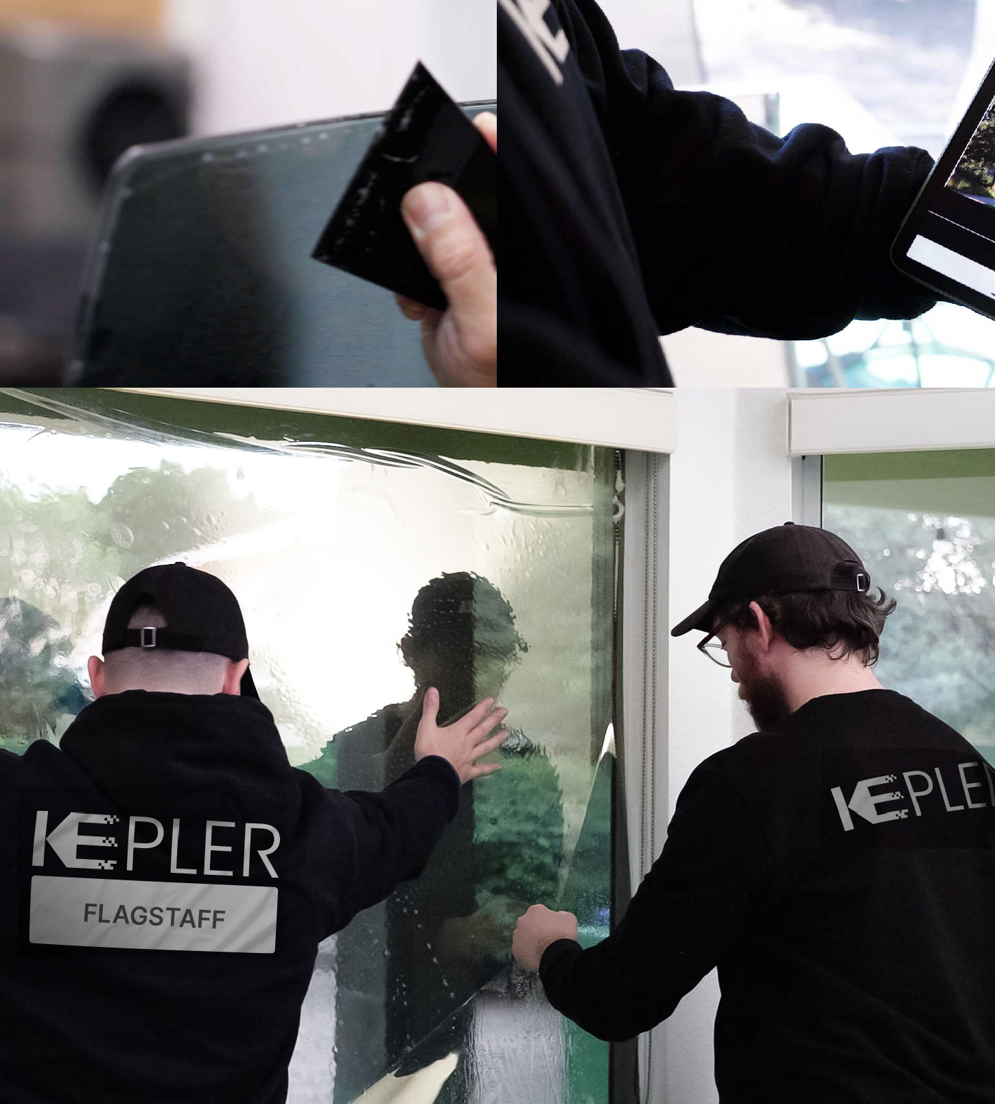 Expert Technician Installing Advanced Window Tint to Home in Flagstaff