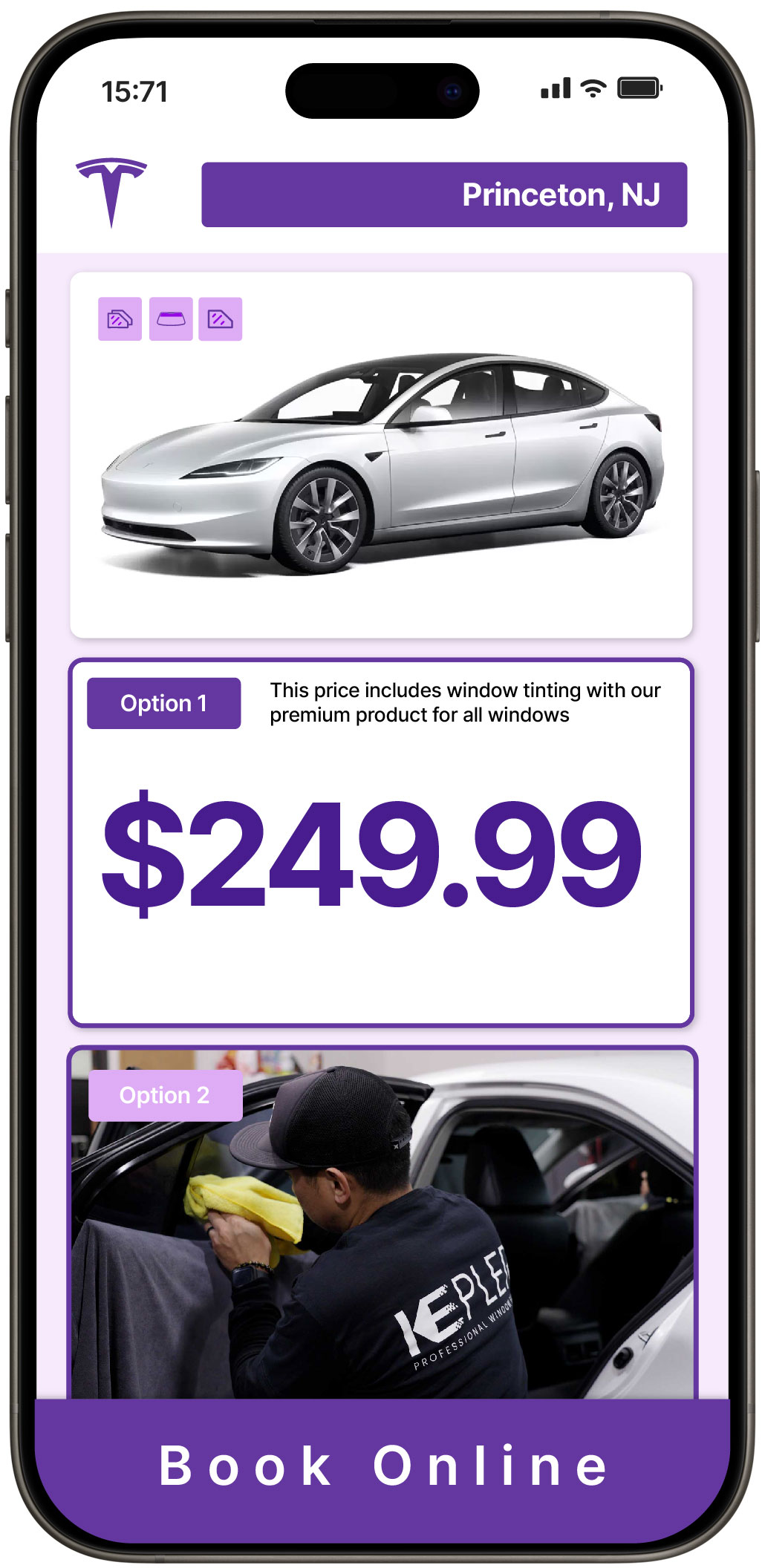 View Competitive Tesla Window Tinting Rates in Princeton, New Jersey