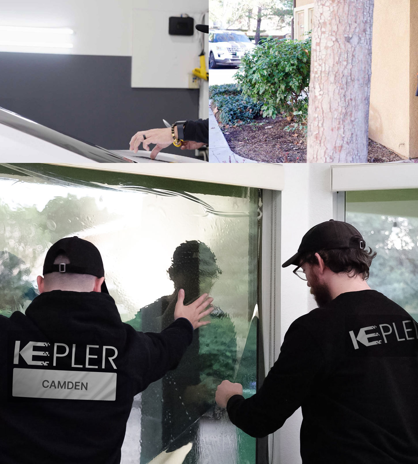 Expert Technician Installing Ceramic Window Tint to Home in Camden