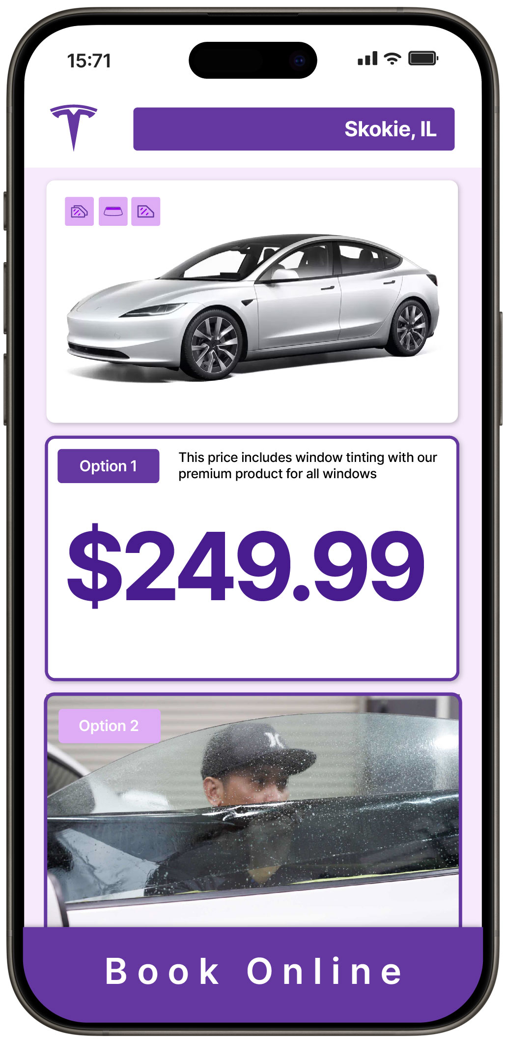 View Reasonable Tesla Window Tinting Prices in Skokie, Illinois