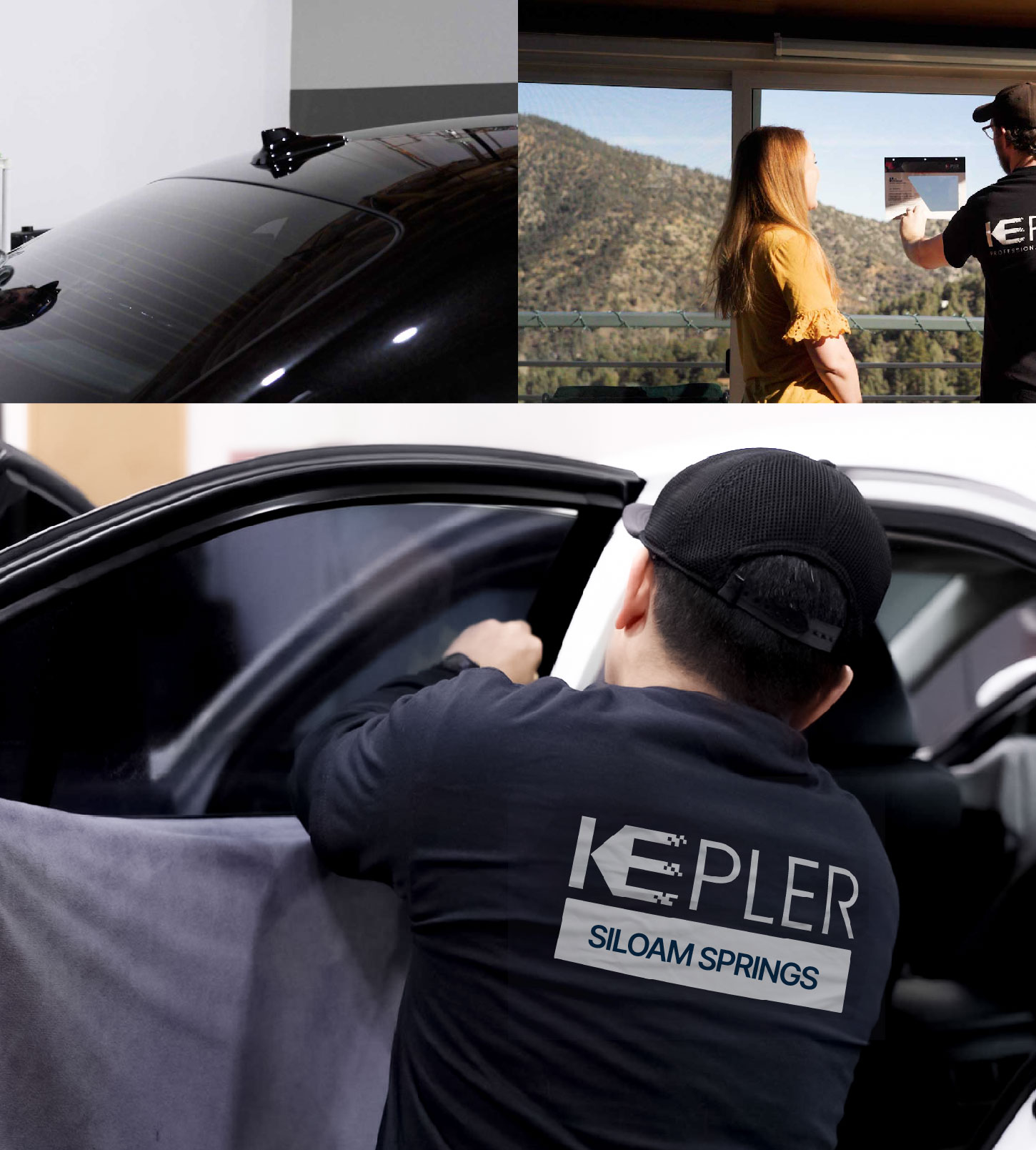 Automotive Window Tinting Expert Applying Film in Siloam Springs, Arkansas