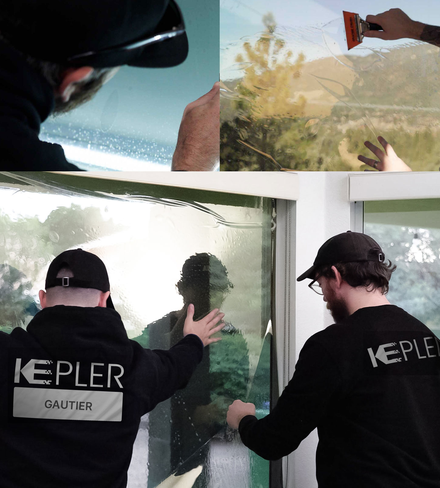 Expert Technician Fitting High-tech Window Tint to Home in Gautier