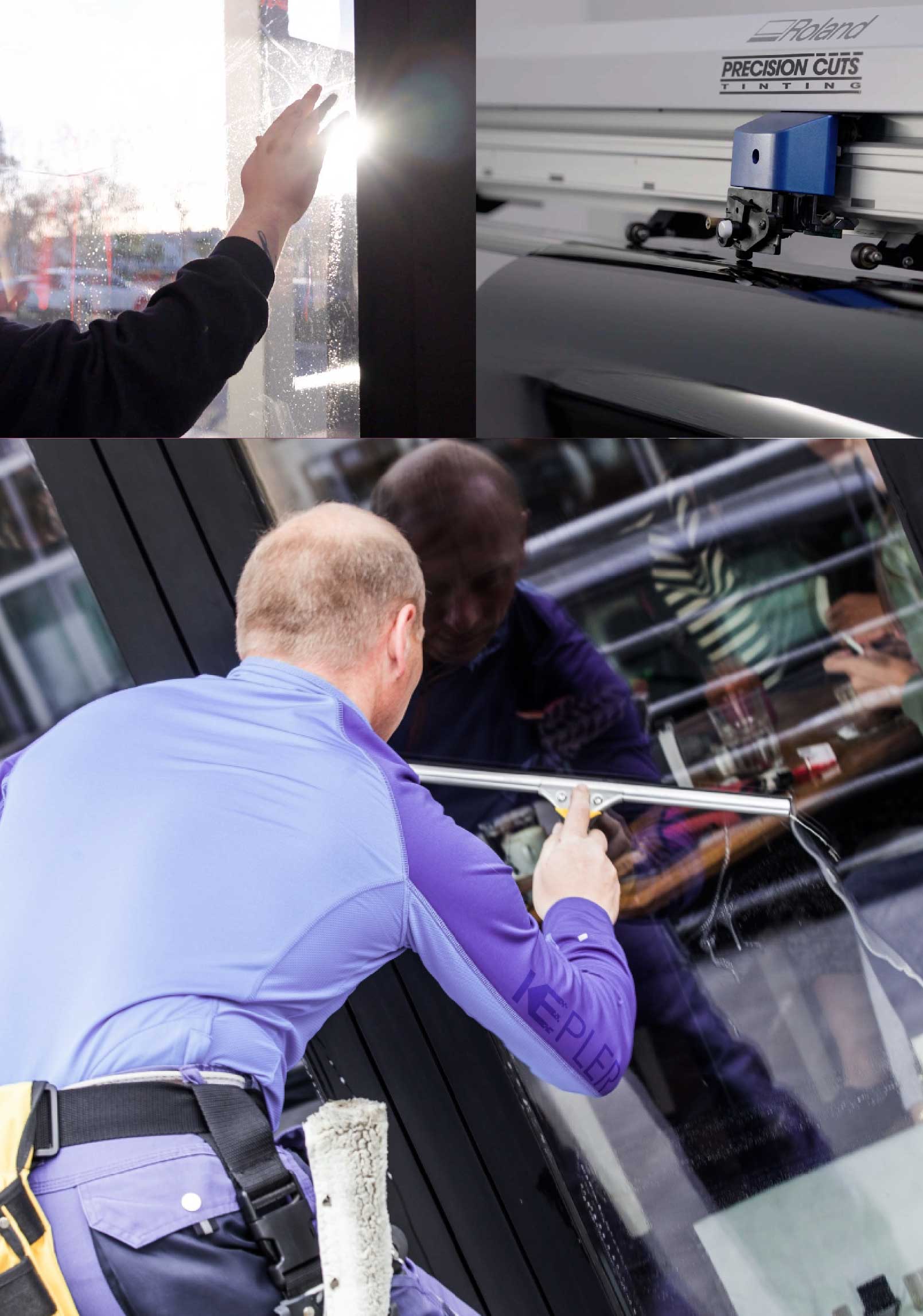 Kepler Professional Applying Anti-Graffiti Window Film to a Montville Shop Front