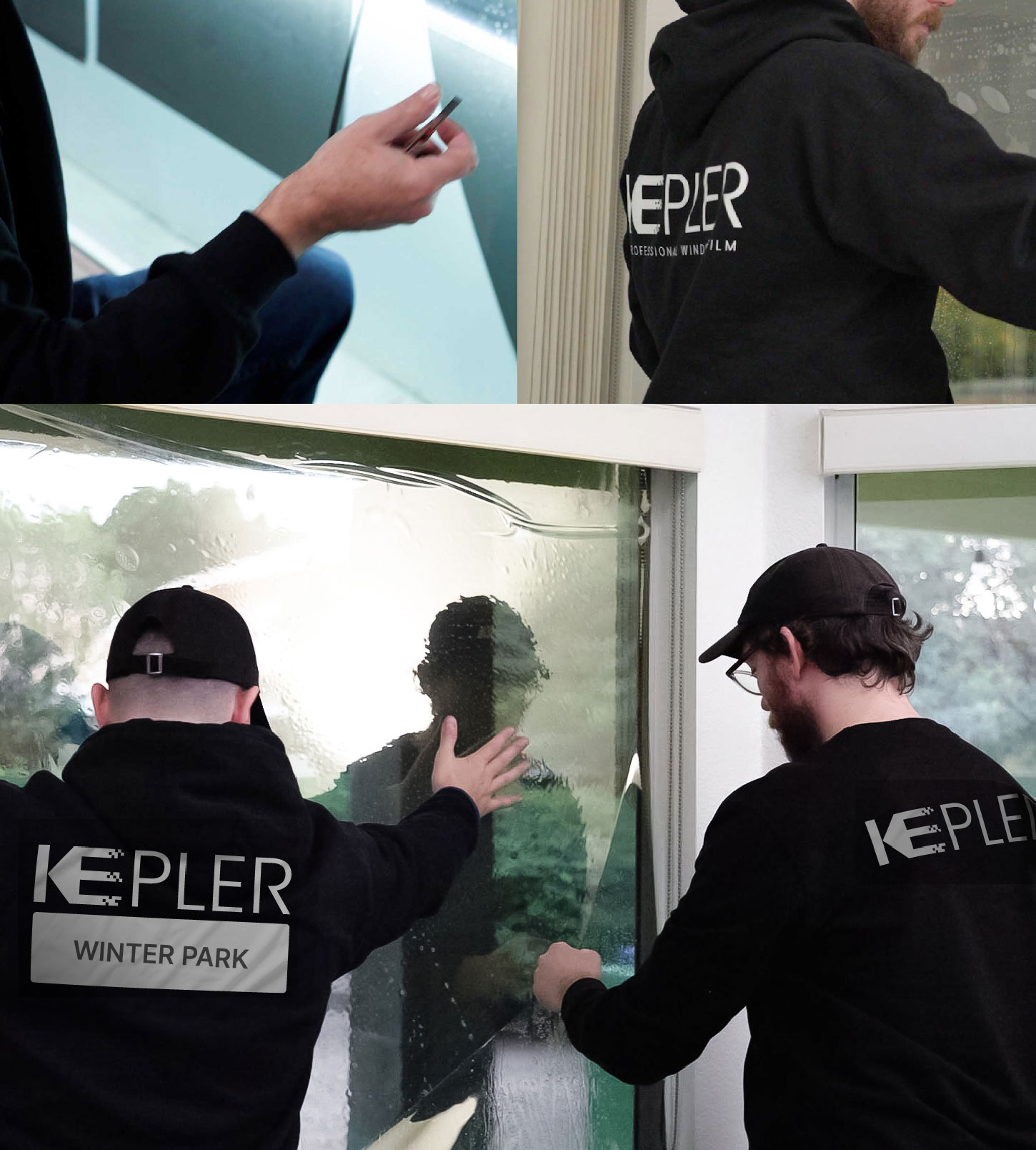 Kepler Technician Installing High-tech Window Tint to Home in Winter Park
