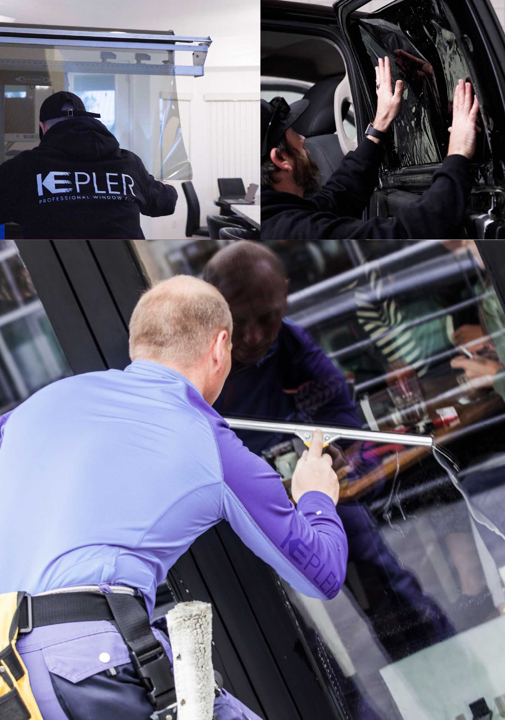 Kepler Skilled Applying Anti-Graffiti Window Film to a Old Bridge Shop Front