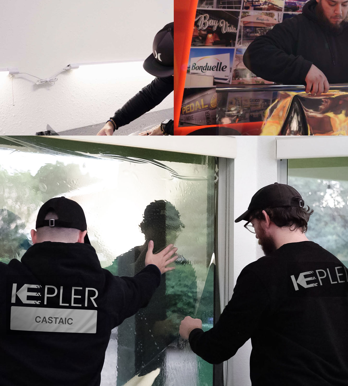 Expert Technician Applying High-tech Window Tint to Home in Castaic