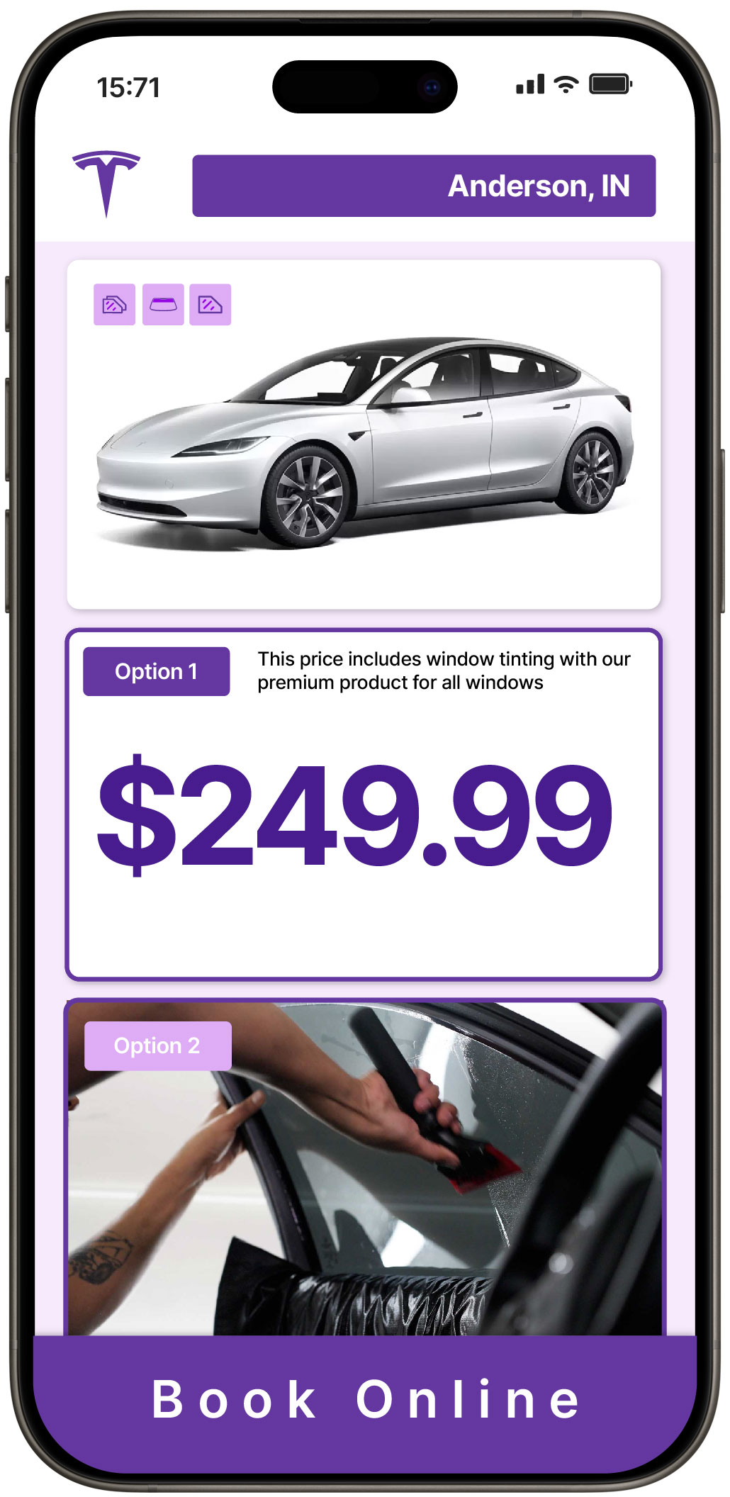 View Affordable Tesla Window Tinting Costs in Anderson, Indiana