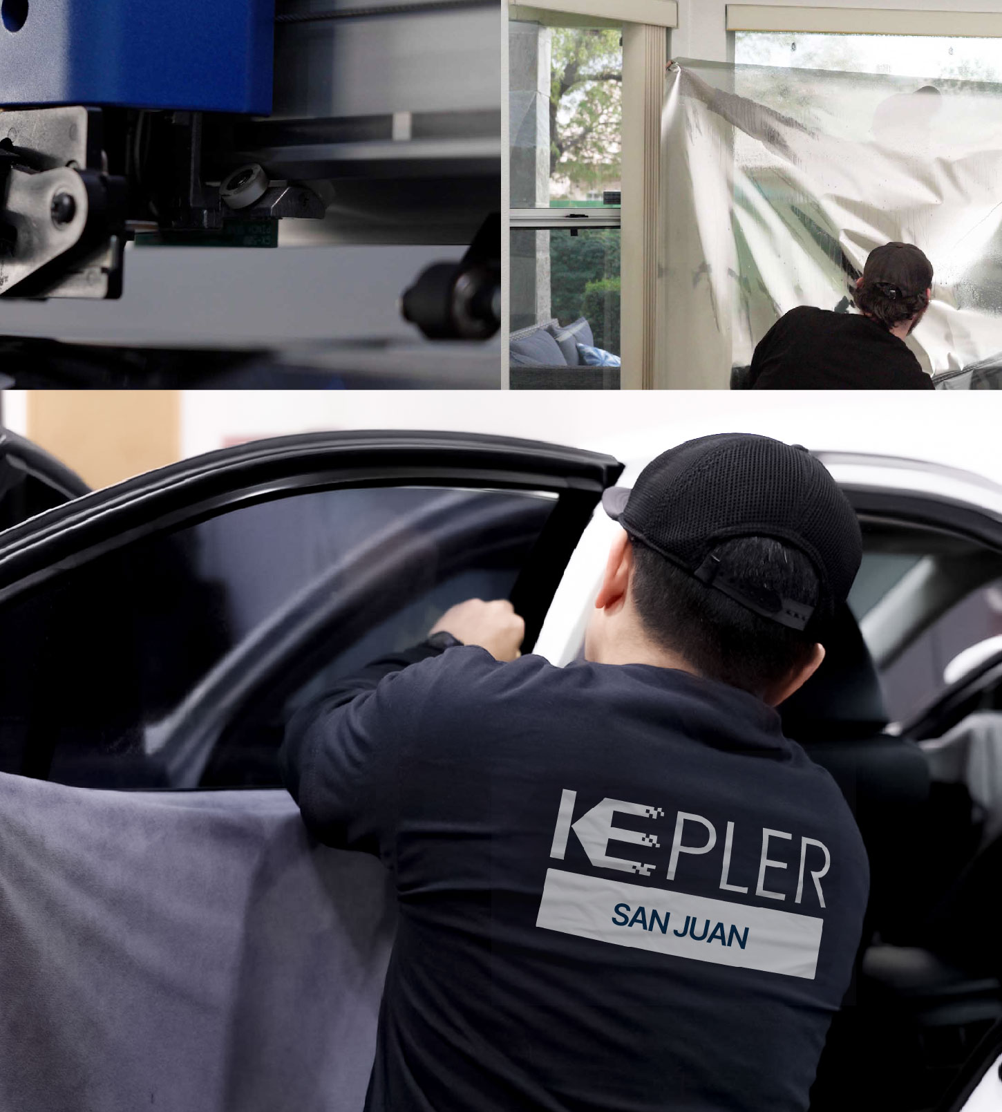 Automotive Window Tinting Expert Applying Film in San Juan, Texas