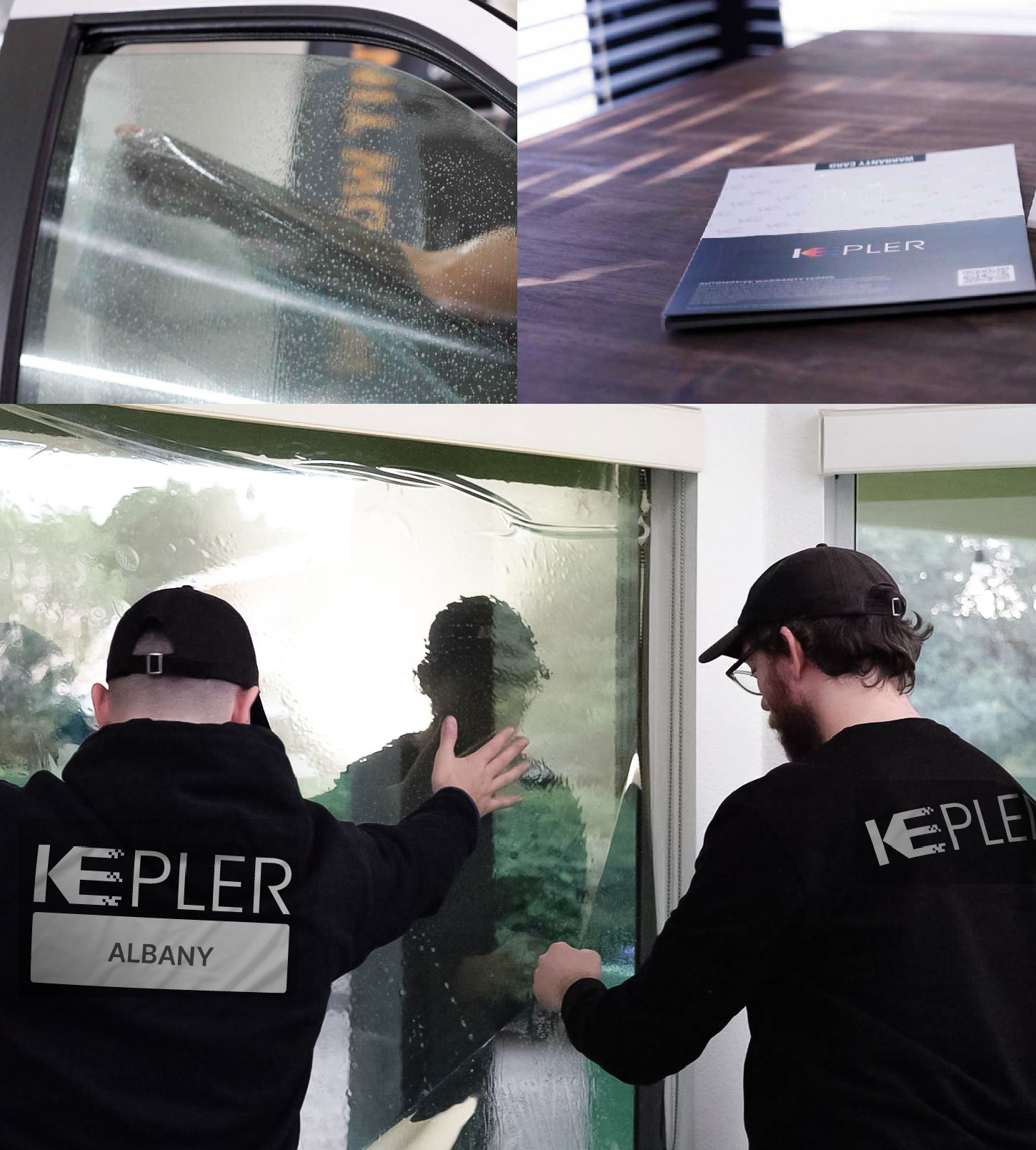 Expert Technician Fitting High-tech Window Tint to Home in Albany