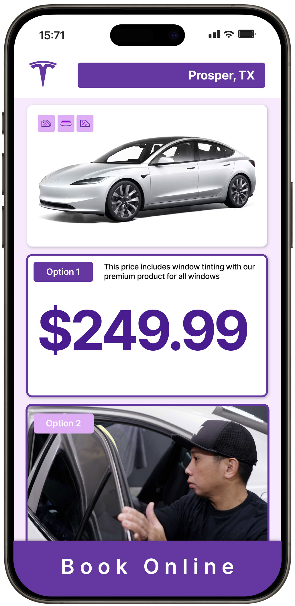 View Affordable Tesla Window Tinting Costs in Prosper, Texas