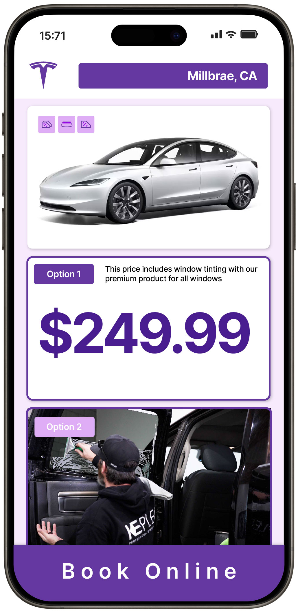 View Reasonable Tesla Window Tinting Costs in Millbrae, California