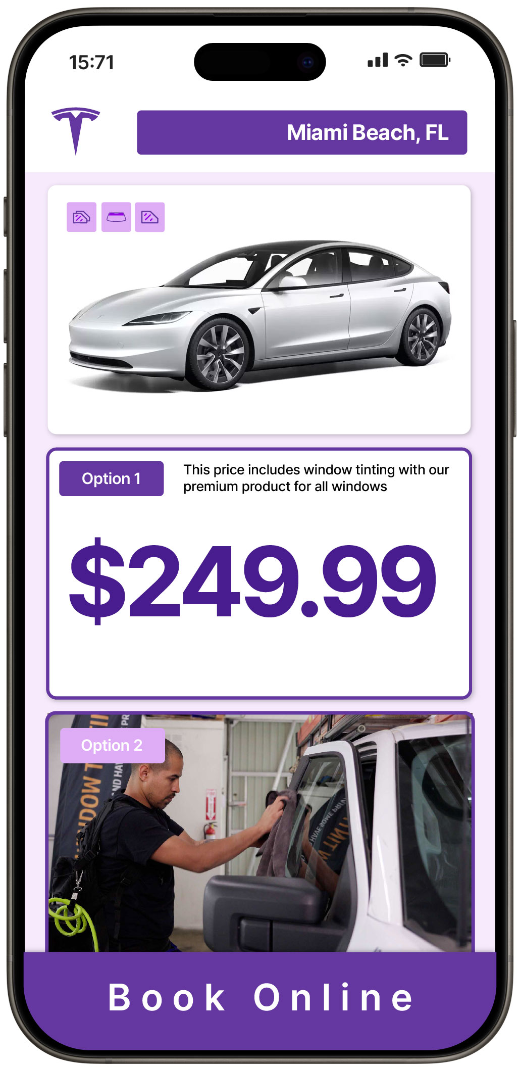 View Reasonable Tesla Window Tinting Rates in Miami Beach, Florida