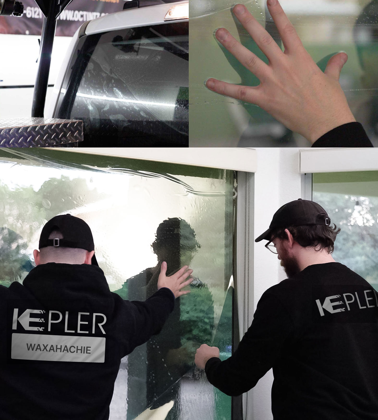 Expert Technician Applying Advanced Window Tint to Home in Waxahachie