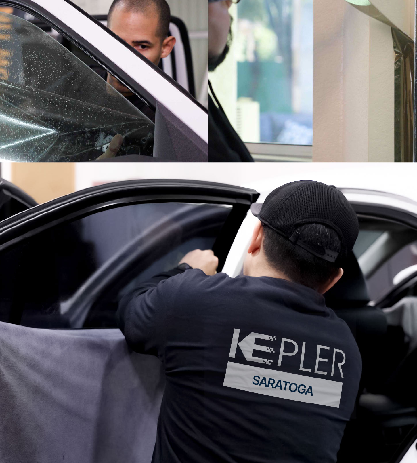 Automotive Window Tinting Expert Applying Film in Saratoga, California