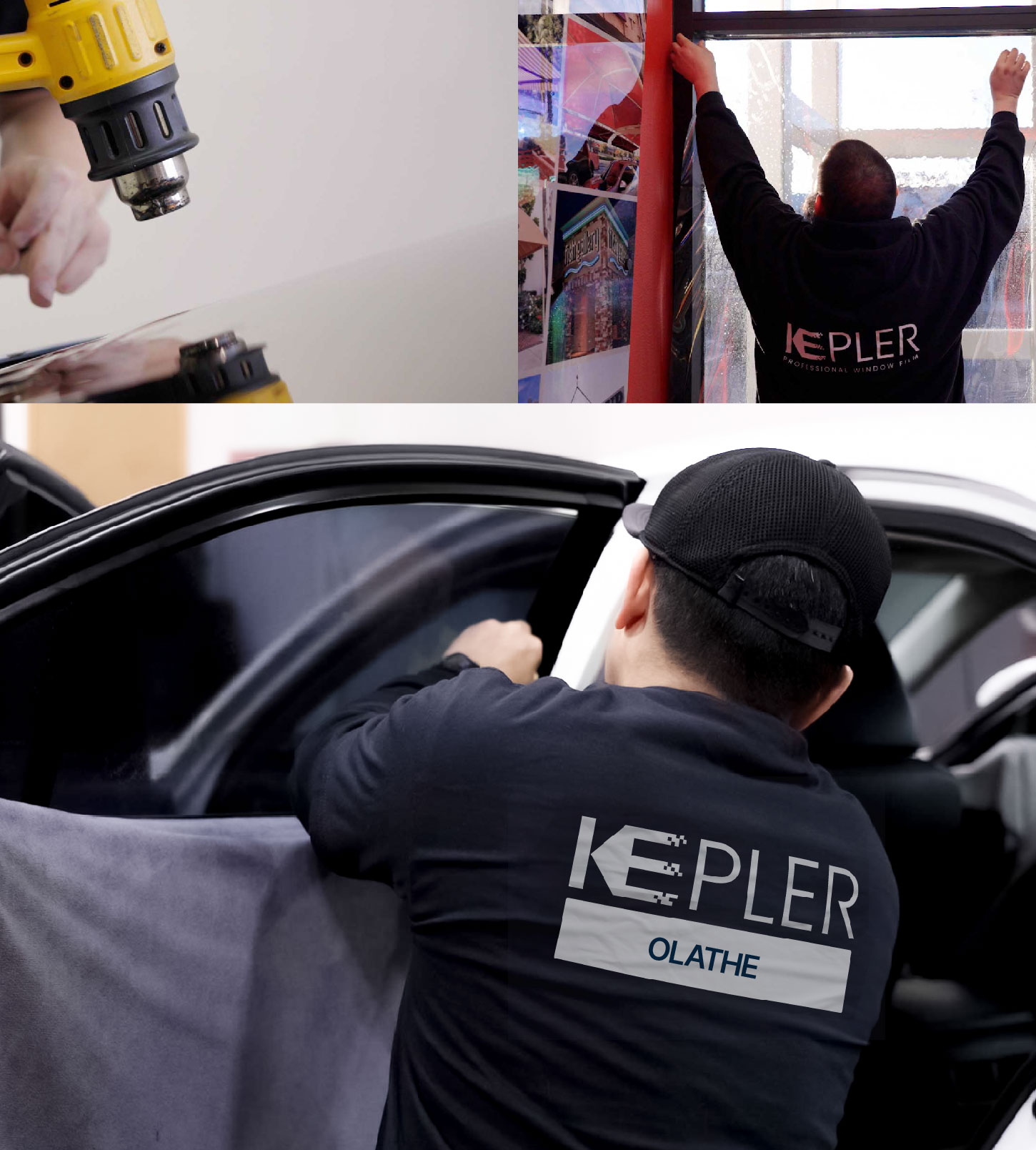 Automotive Window Tinting Expert Applying Film in Olathe, Kansas