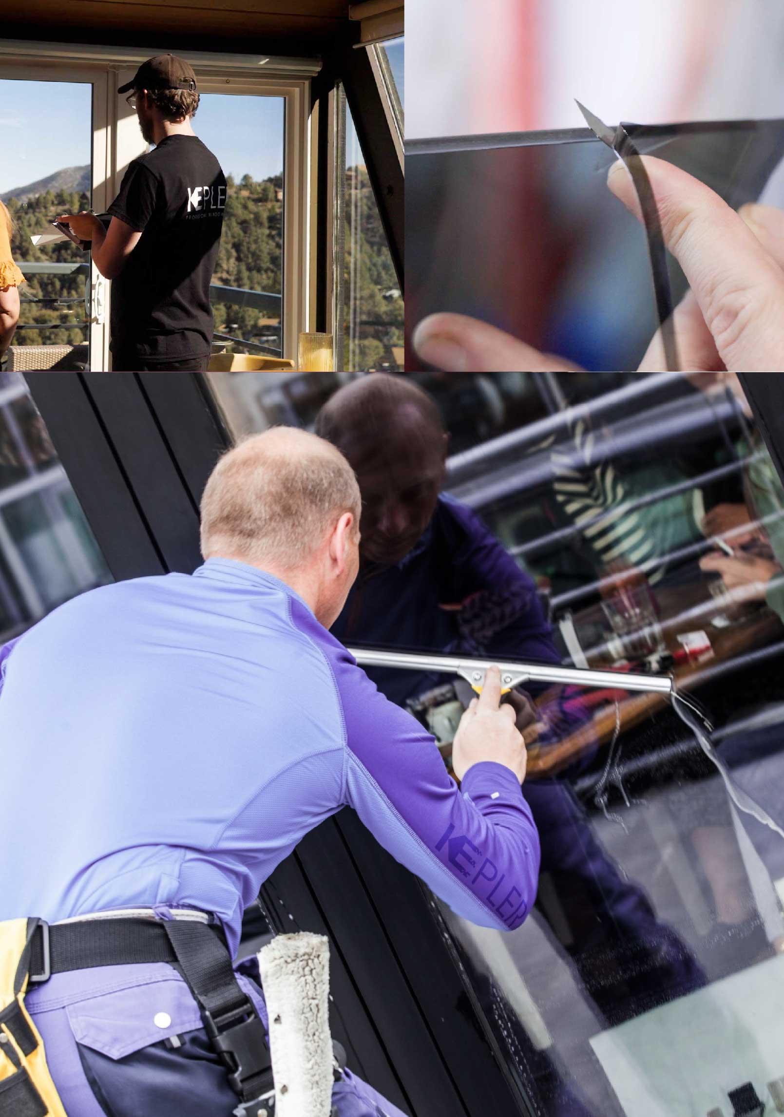 Kepler Skilled Applying Anti-Graffiti Window Film to a Clinton Shop Front