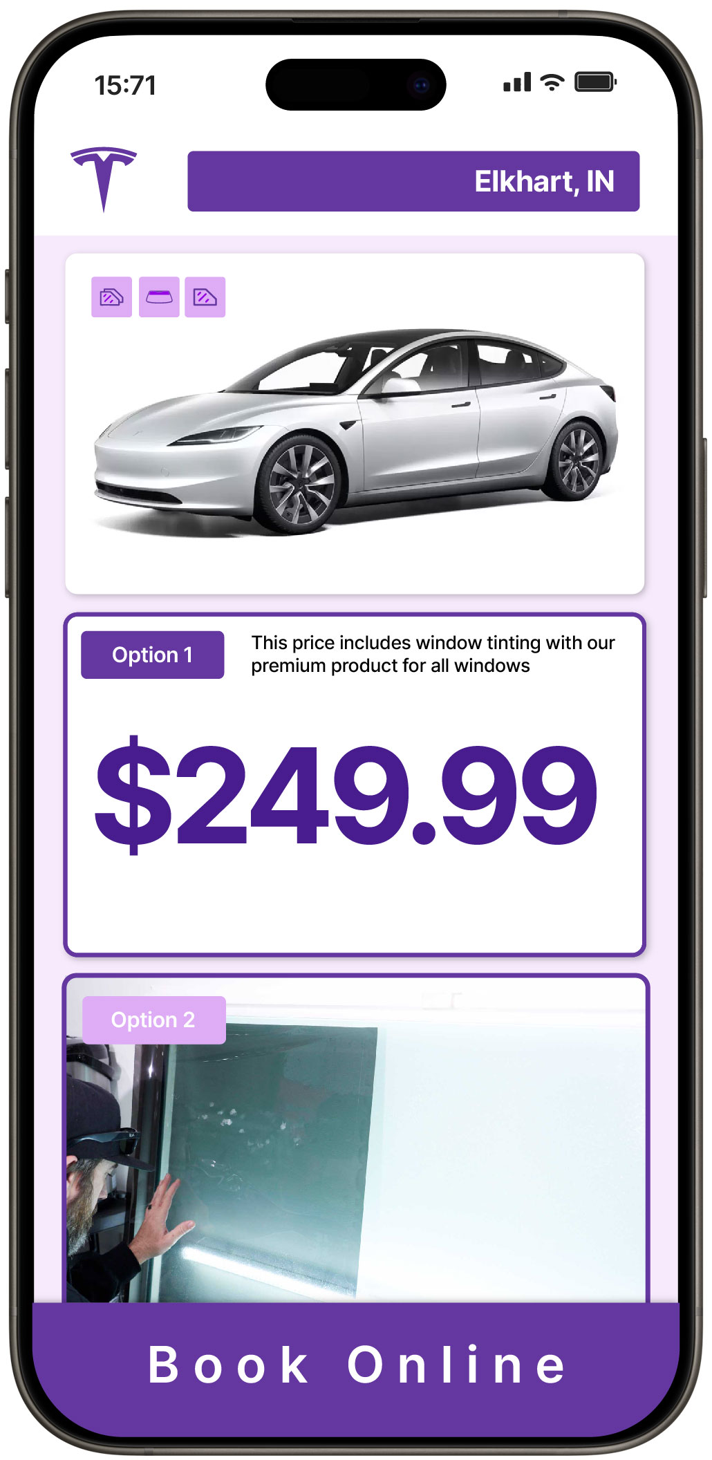 View Competitive Tesla Window Tinting Prices in Elkhart, Indiana