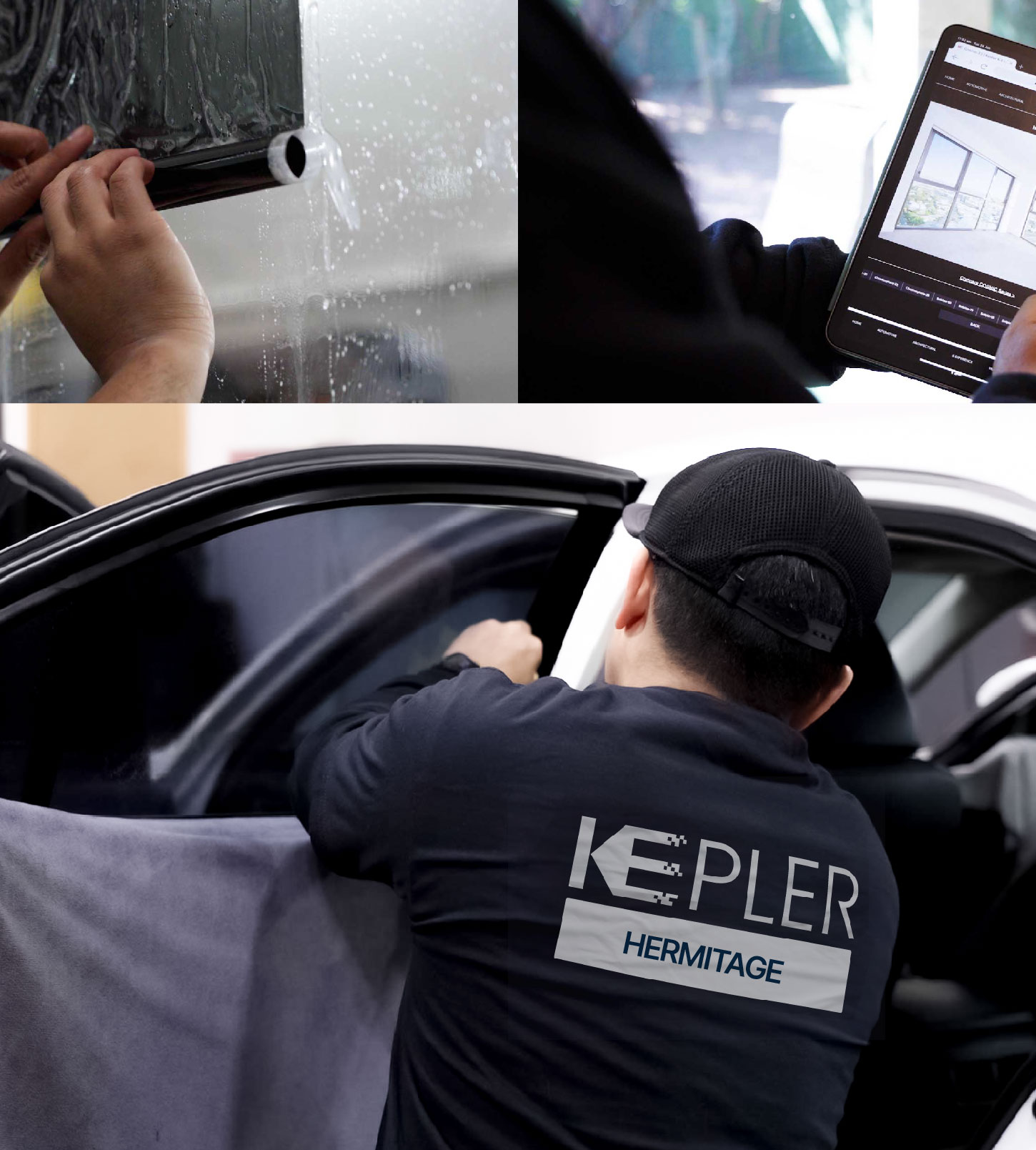 Automotive Window Tinting Expert Applying Film in Hermitage, Pennsylvania