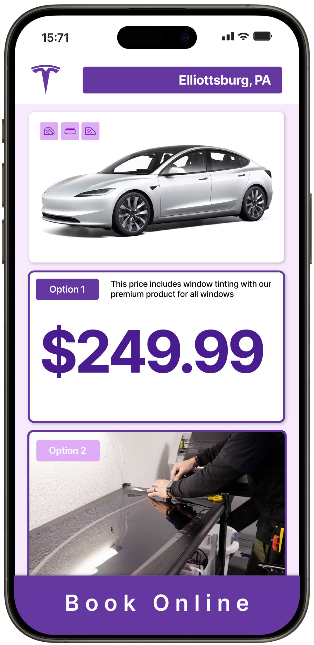 View Affordable Tesla Window Tinting Costs in Elliottsburg, Pennsylvania
